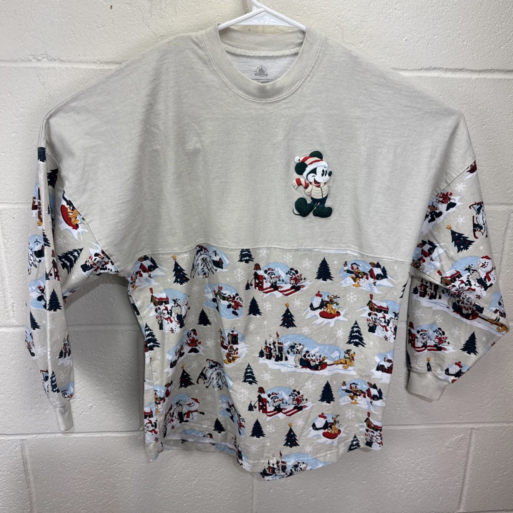 Disney Disney World Holiday Spirit Jersey Shirt Adult XS Beige Mickey Mouse Minnie Goofy Pluto Long Sleeve Casual Size XS / US 0-2 / IT 36-38 - 2 Thumbnail