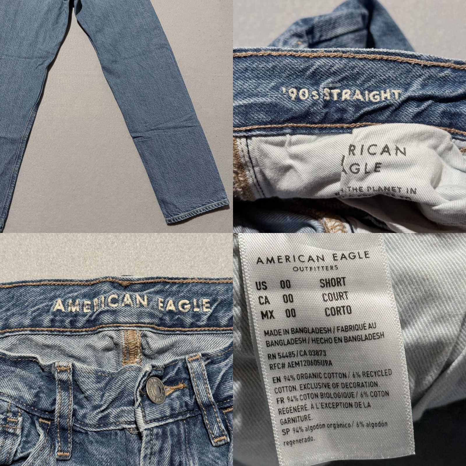 American Eagle Outfitters American Eagle 90s Straight Jeans Women's Blue Denim Pockets Zip Fly 00 Short Short Womens jeans Blue 90s Straight Jeans Womens 00 Short Size 24" / US 00 / IT 34 - 8 Thumbnail