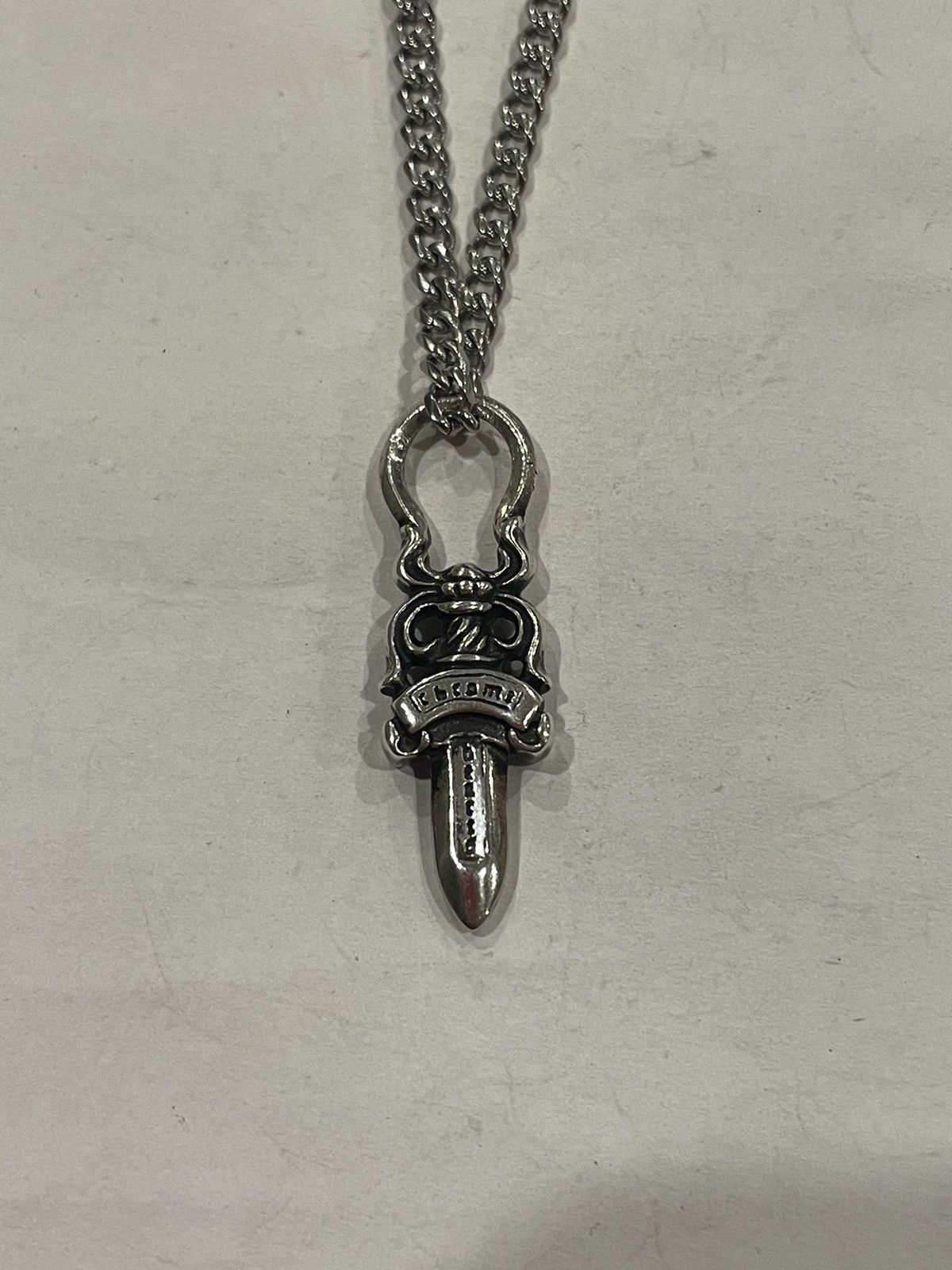 Chrome Hearts Chrome Hearts Dagger Pendant Silver Roll Chain Necklace 925 Grailed