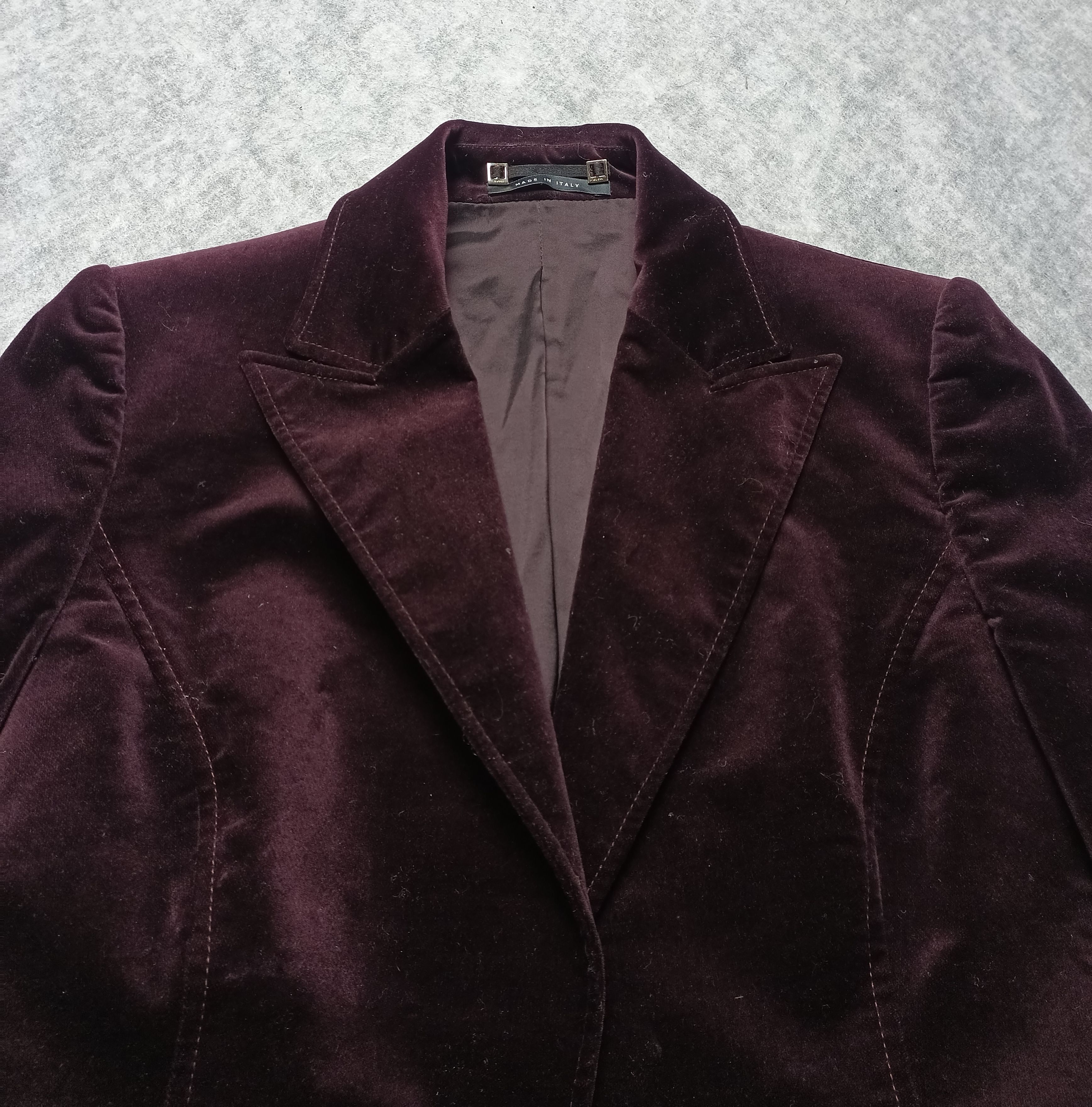 Gucci GUCCI Velvet Elegant Blazer Jacket Burgundy IT 42 Size M / US 6-8 / IT 42-44 - 7 Thumbnail