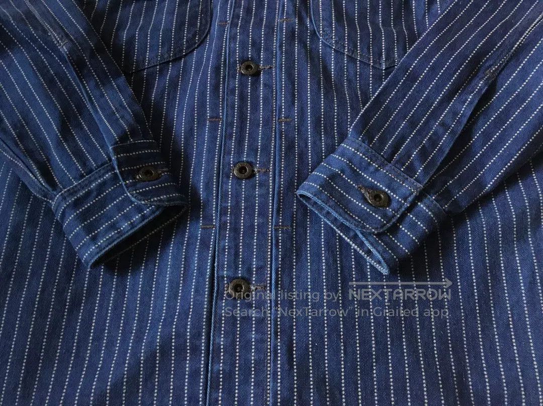 Rising Sun & Co. Rising Sun Indigo Wabash Stripe Work Shirt. Size US XS / EU 42 / 0 - 5 Thumbnail