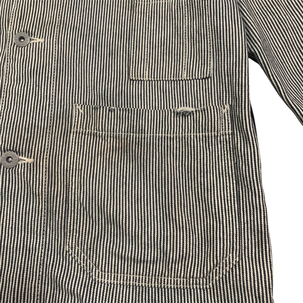 WHIZ LIMITED SS07 Distressed Paint Splatter Hickory Striped Chore Jacket Size US M / EU 48-50 / 2 - 4 Thumbnail