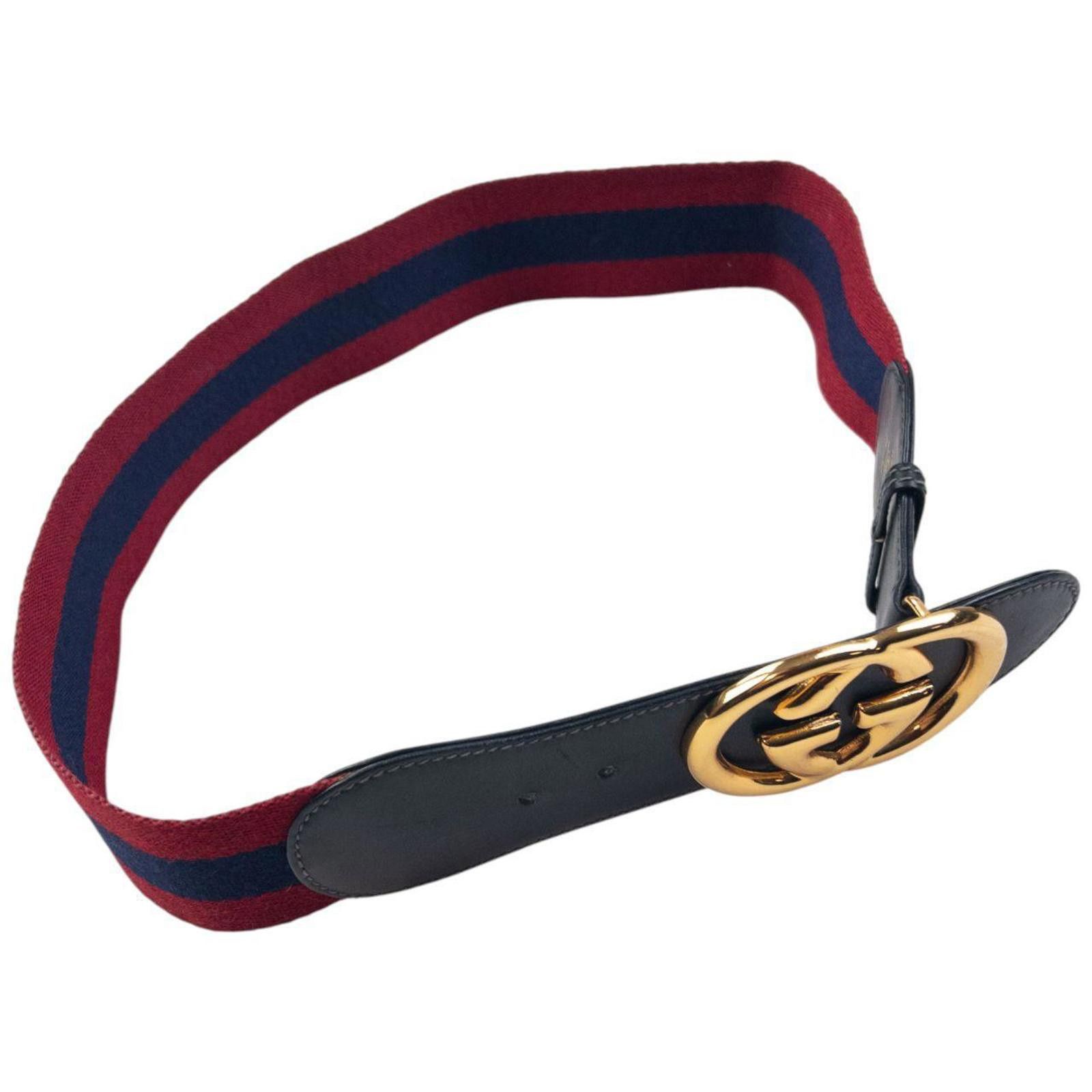Gucci Vintage 90s Gucci Stripe Leather Belt Size W28 Size ONE SIZE - 5 Thumbnail