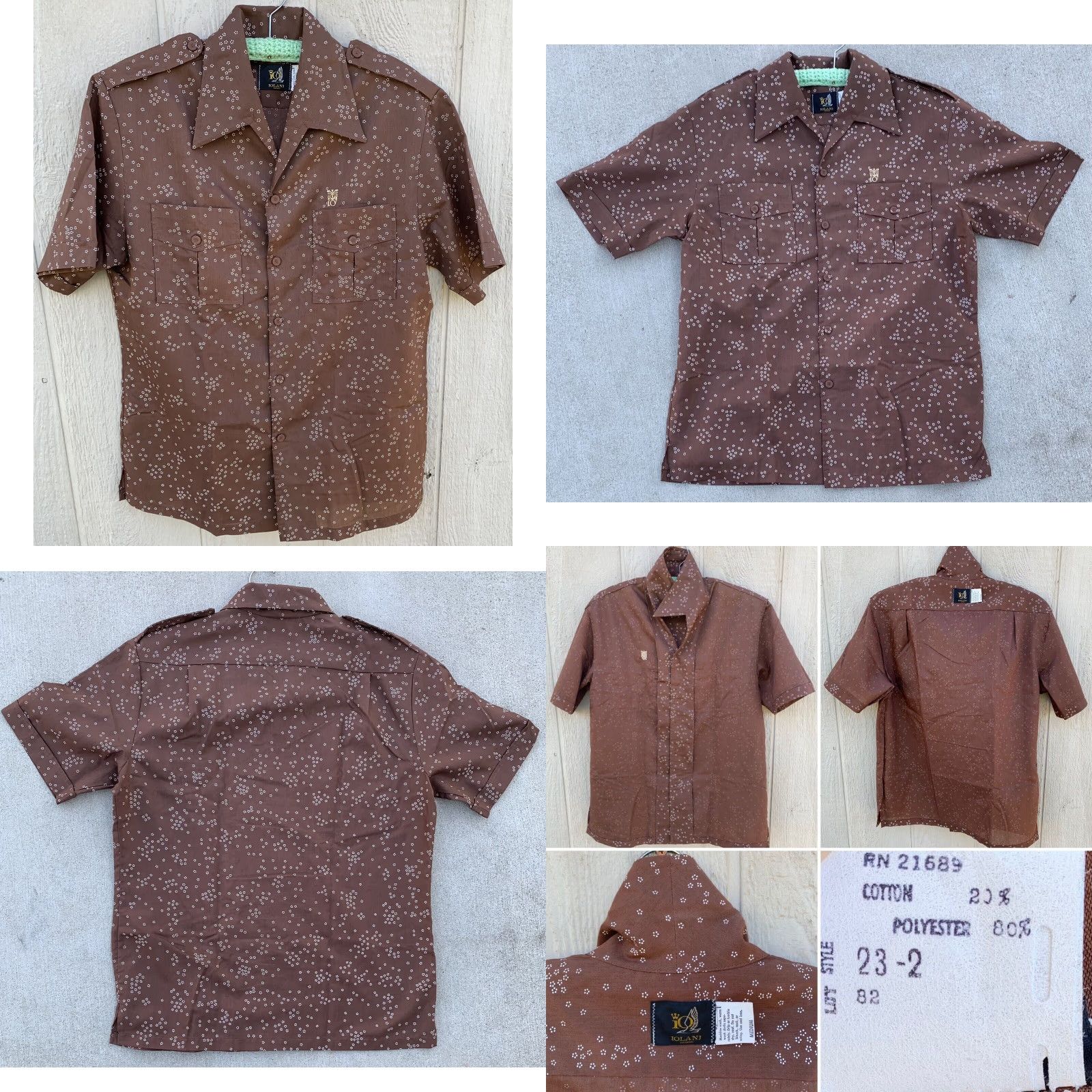 IOLANI VINTAGE Iolani Hawaii Hawaiian shirt tiki Aloha size M Shirt Mens Brown Cotton Blend Pockets 90s/Travel/Party Size US M / EU 48-50 / 2 - 9 Thumbnail