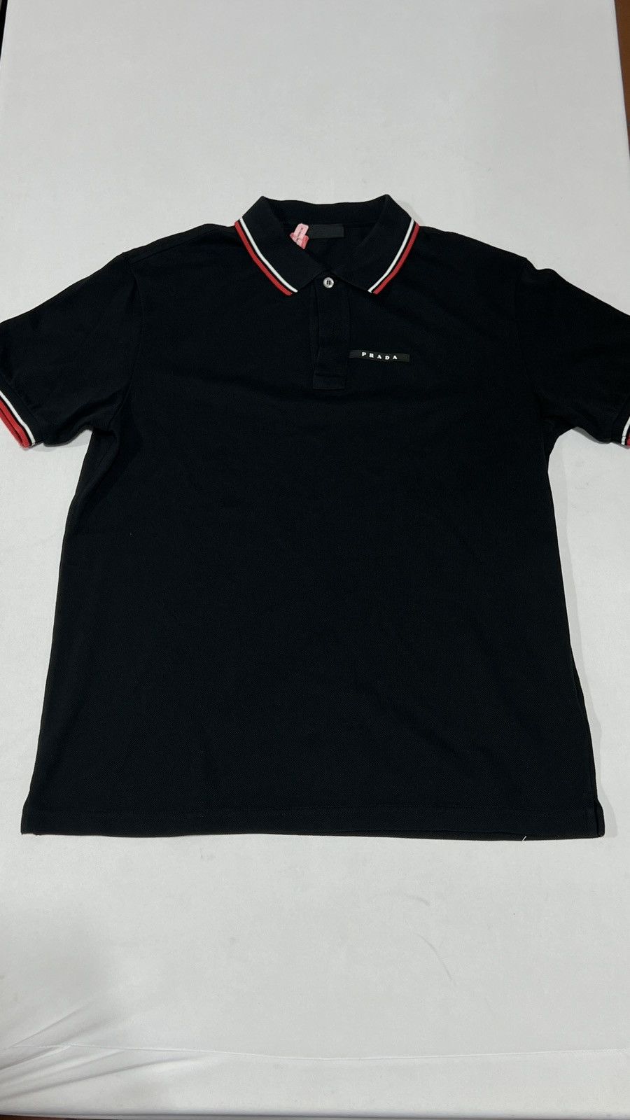 90s prada zip polo shirt (39) black×navy Prada Milano Polo Shirt Black Vintage Streetwear Rare Men's