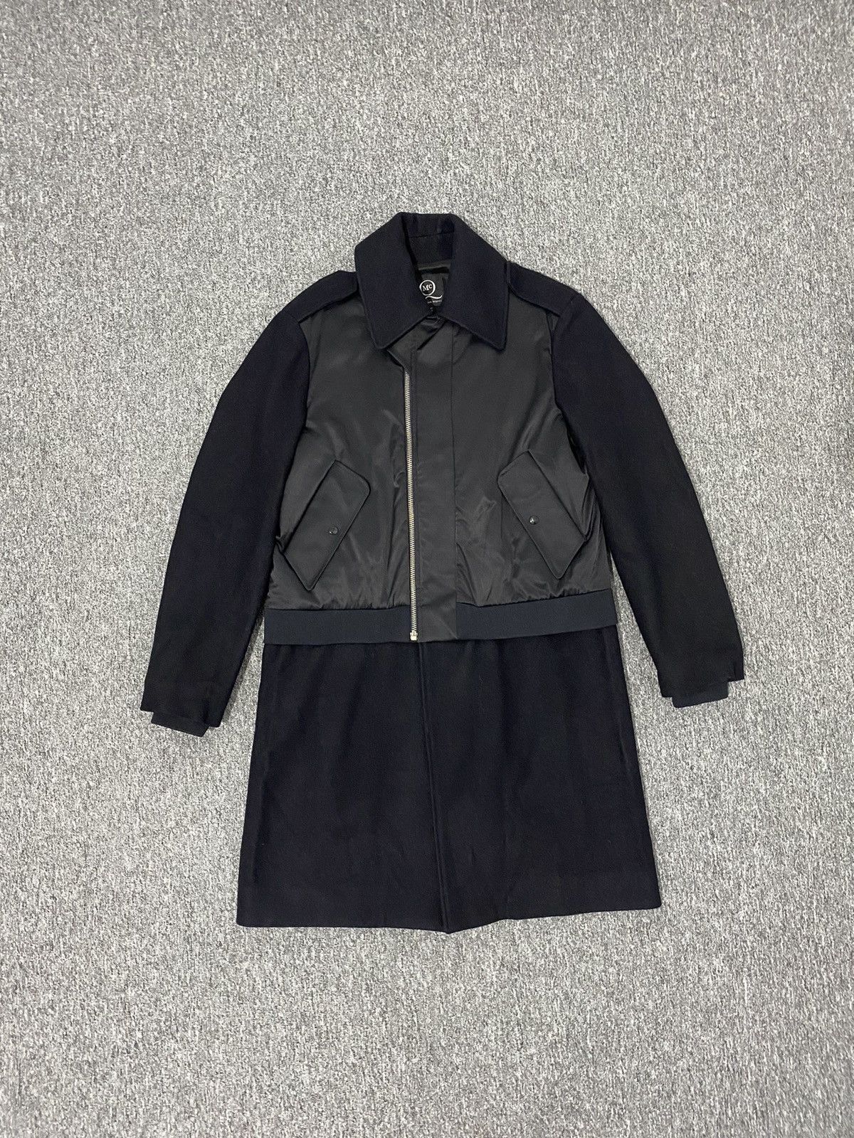 image of Alexander Mcqueen - F/w 2013 - Bomber-Style Coat Jacket in Black/Navy, Men's (Size Small)