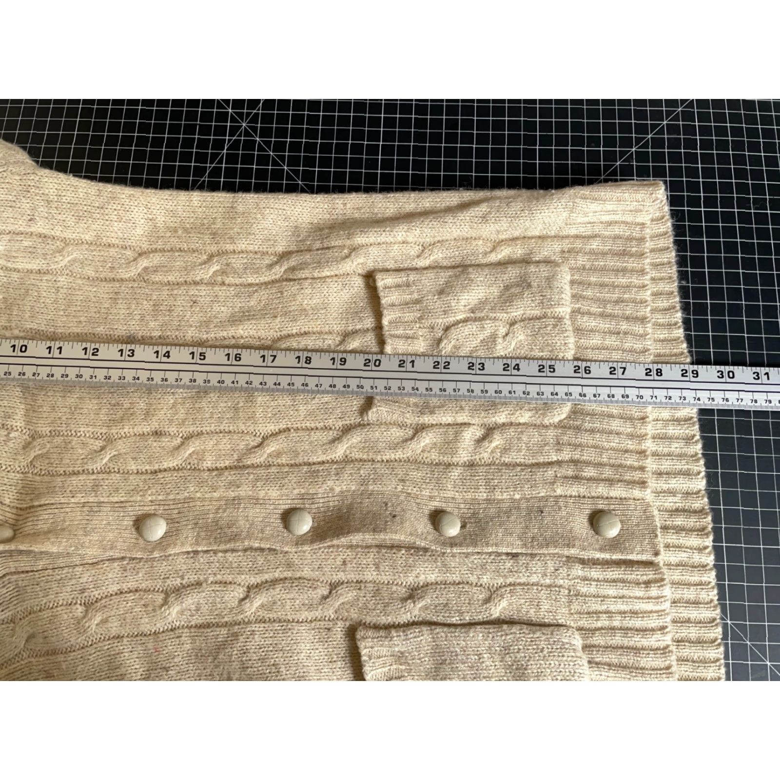 VINTAGE Sears Kings Road Cardigan Men's XLT Beige Knit Wool Blend Heavyweight Cable-Knit Sweater
