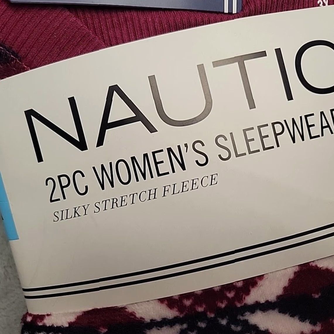 Nautica Nautica Pajama Set Womens 3X Purple Fair Isle Sleepwear 2PC NWT Silky Stretch Fleece Pant Top Lounge Winter Holiday Mens? Size ONE SIZE - 4 Thumbnail