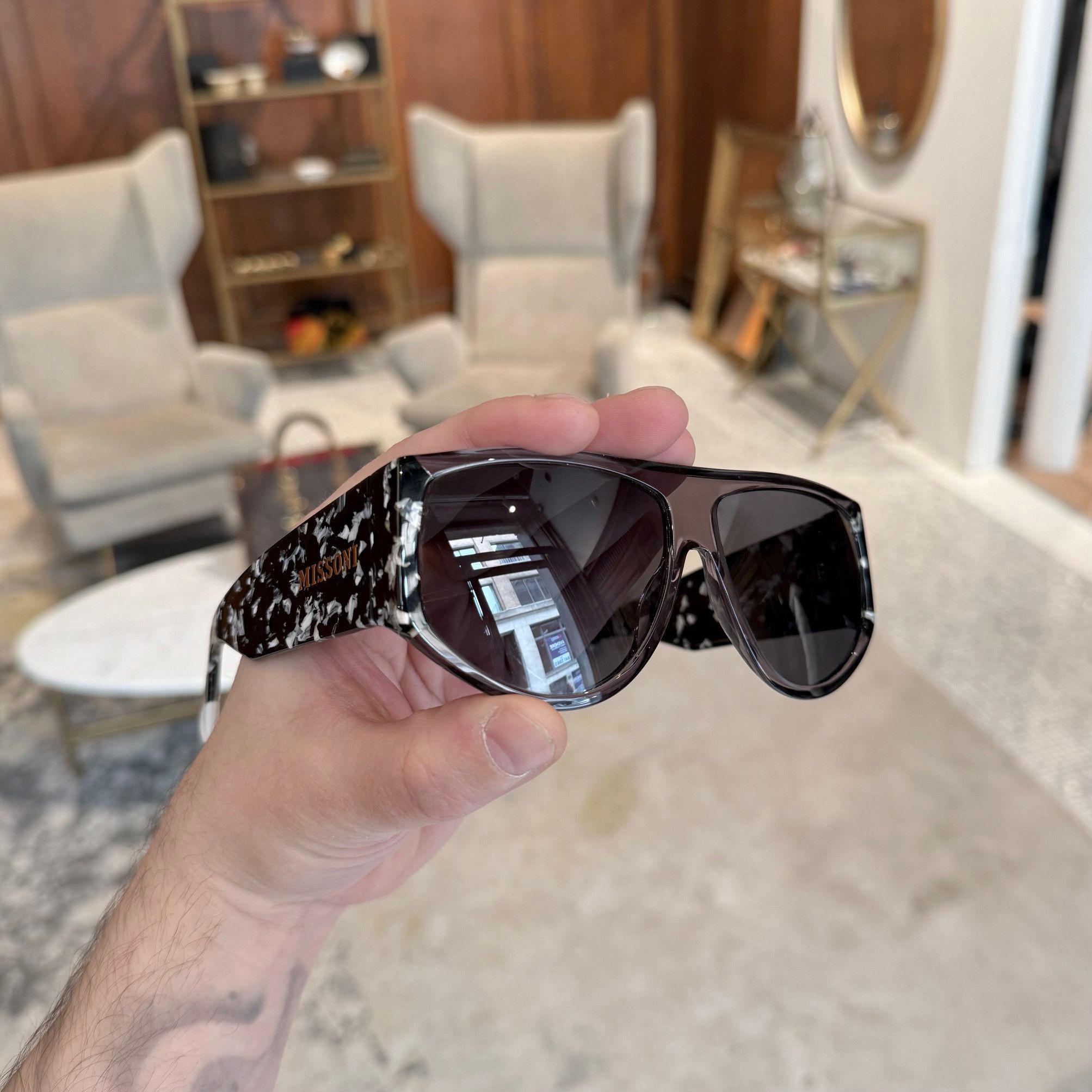 Missoni Missoni MIS 0165 Black White Marble Oversized Sunglasses Size ONE SIZE - 10 Thumbnail