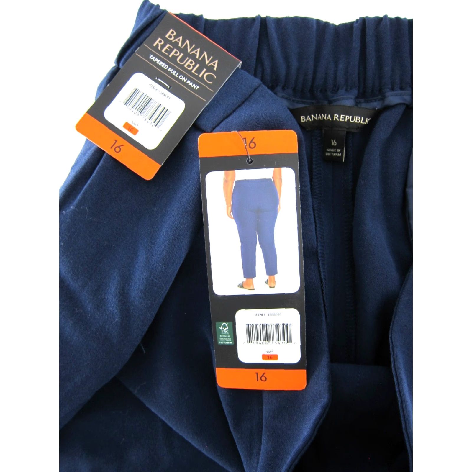 Banana Republic NWT Banana Republic Navy Blue Pocket Tapered Pull On Chino Pant Women 16 Size 38" / US 16 / IT 52 - 3 Thumbnail