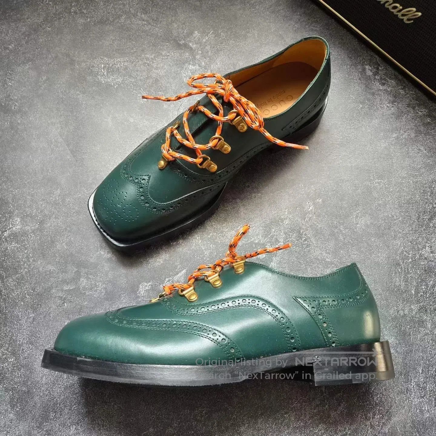 Gucci Gucci Green Embossed Leather Shoes. Size US 8 / EU 41 - 4 Thumbnail