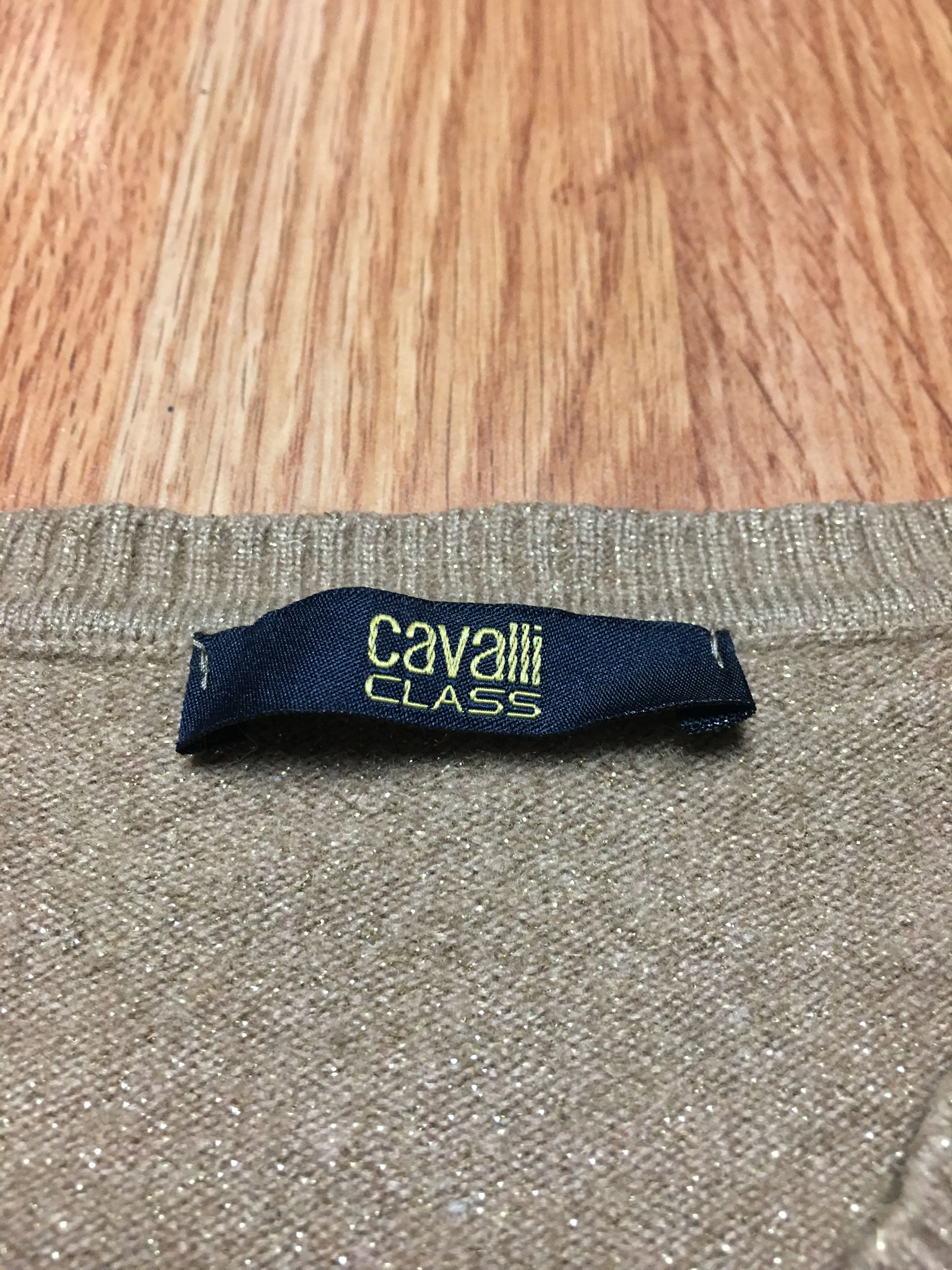 Roberto Cavalli Roberto Cavalli Class Gold V-Neck Sweater Size S / US 4 / IT 40 - 7 Thumbnail