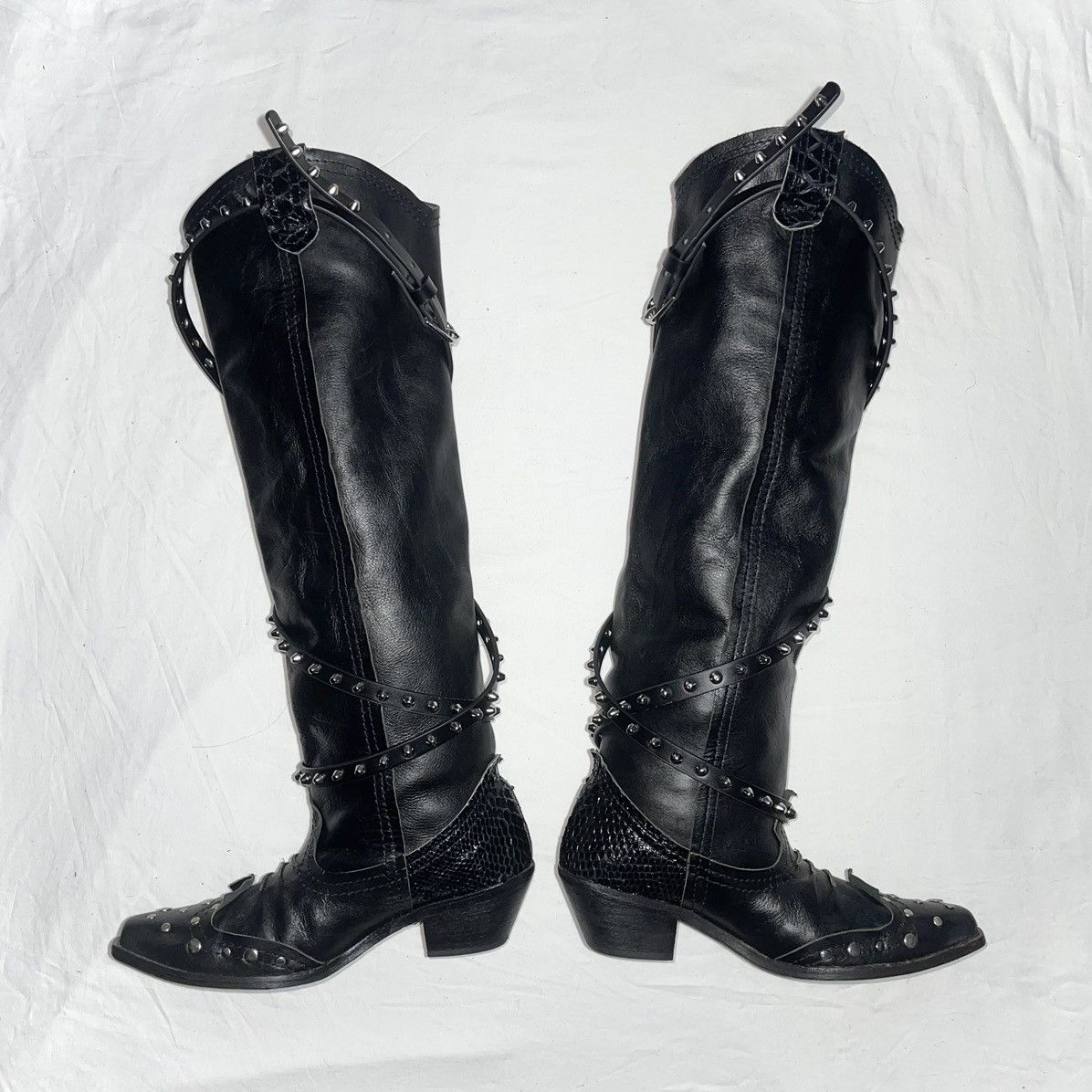 Comme des Garcons × Junya Watanabe Junya Watanabe FW06 studded knee-high boots Size US 9 / IT 39 - 3 Thumbnail