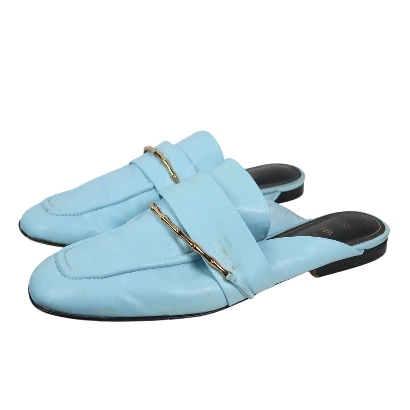 Zara ZARA BLUE LEATHER LOAFER FLATS EU 39 SIZE 8 USER: ZARA BLUE LEATHER LOAFER FLATS EU 39 SIZE 8 Size US 8 / IT 38 - 4 Thumbnail