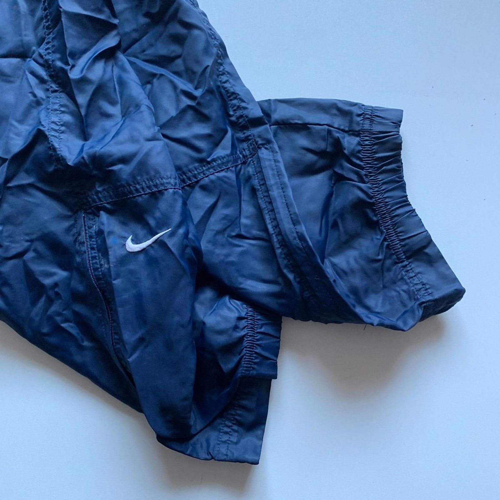 Nike × Vintage Vintage 90s Nike Track Pants Navy Blue Large Embroidered Size US 33 - 2 Thumbnail