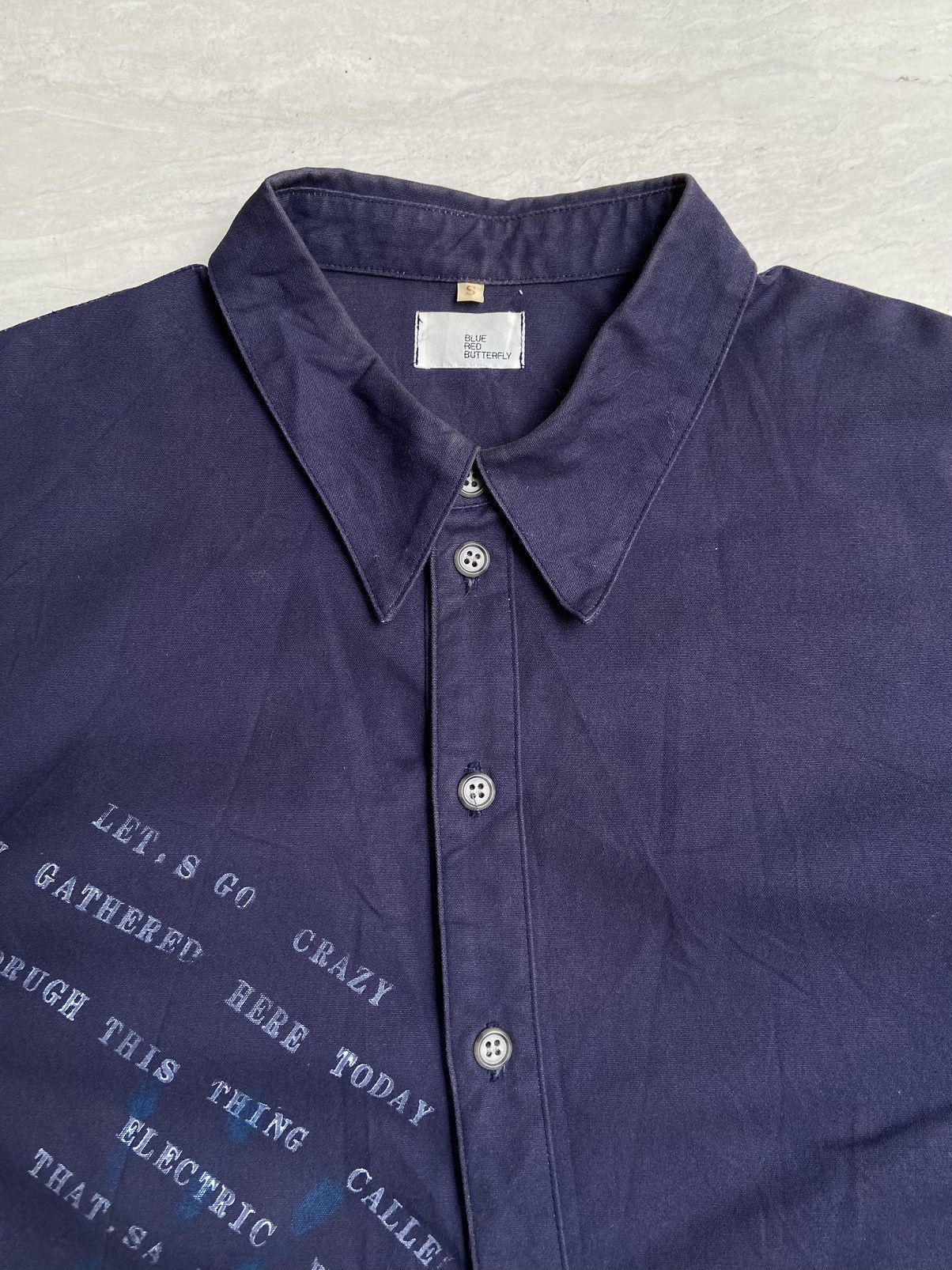Blue Blue Japan BLUE RED BUTTERFLY Asymetrical Navy Shirt Size US S / EU 44-46 / 1 - 9 Thumbnail