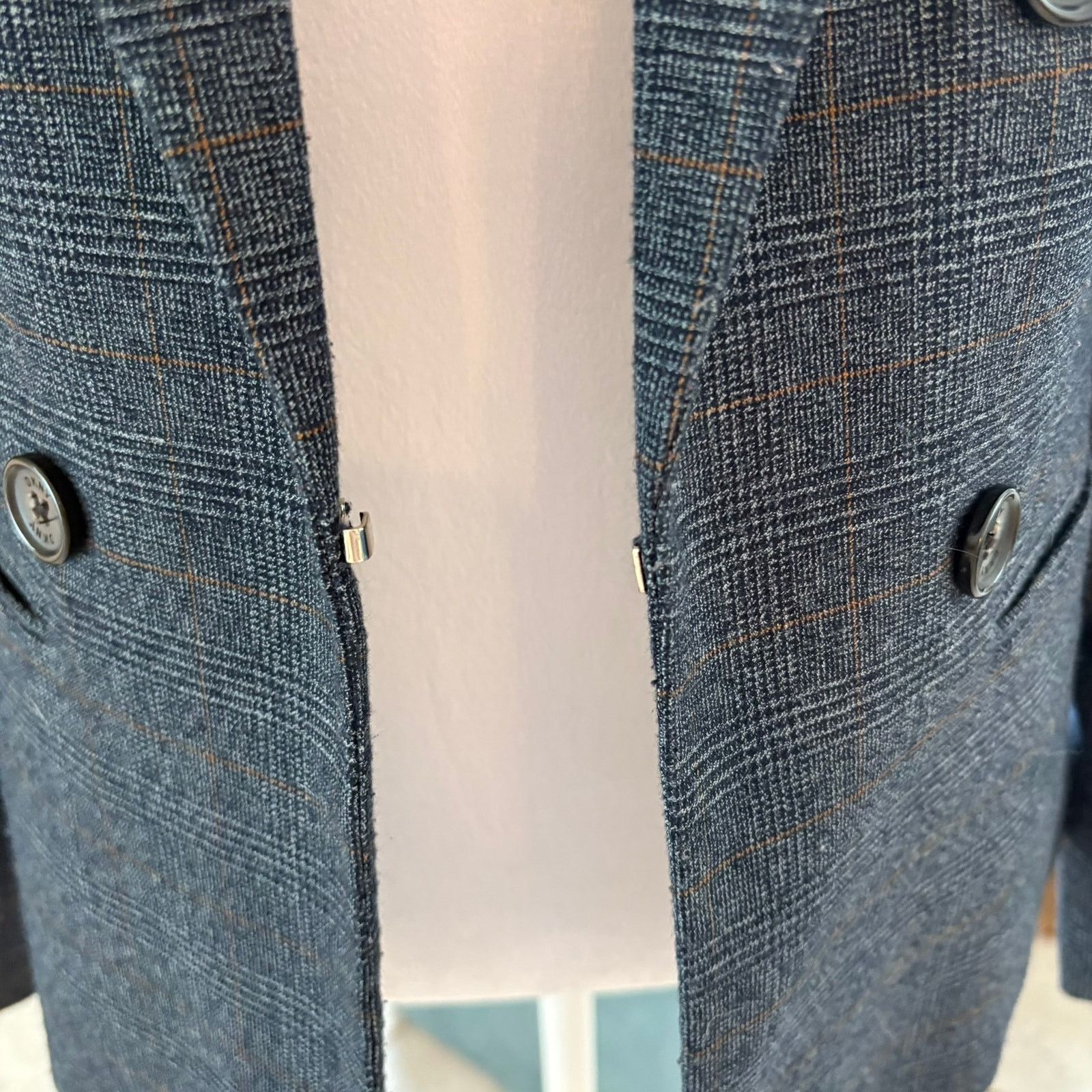 DKNY DKNY Glen Plaid Prince Of Wales Check Double Breasted Blazer Size M / US 6-8 / IT 42-44 - 5 Thumbnail