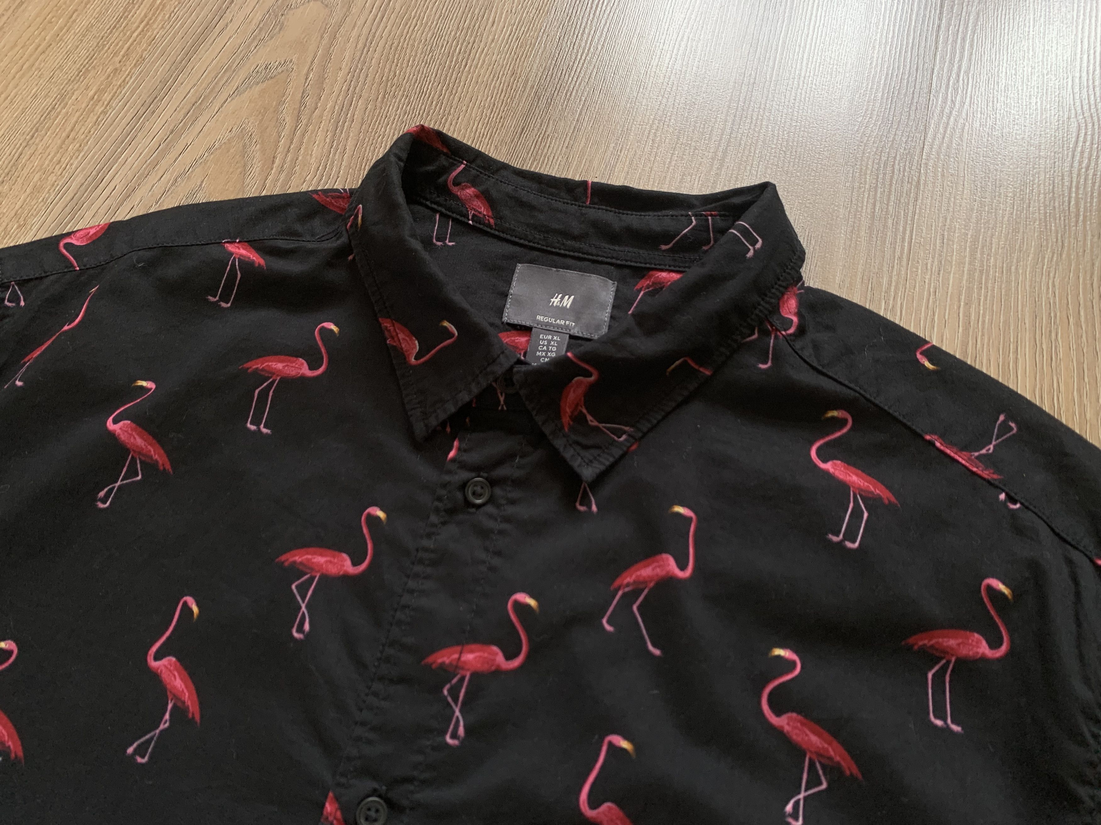 H&M H&M Regular Fit Hawaiian Shirt Flamingo Overprint Size US XL / EU 56 / 4 - 4 Thumbnail