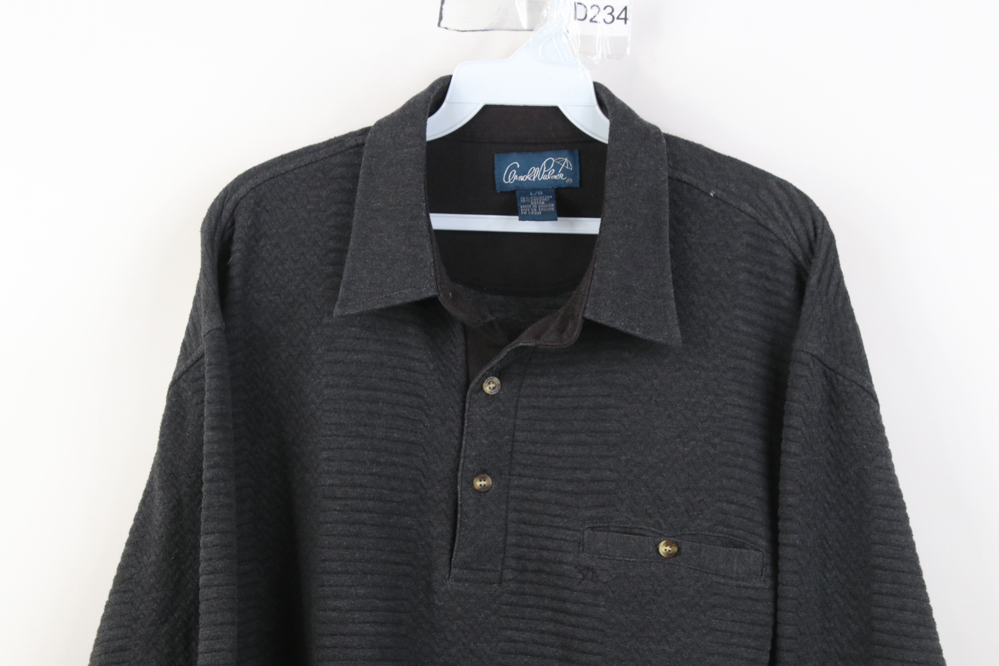 Vintage Vintage 90s Streetwear Textured Collared Pullover Sweatshirt Size US L / EU 52-54 / 3 - 2 Thumbnail