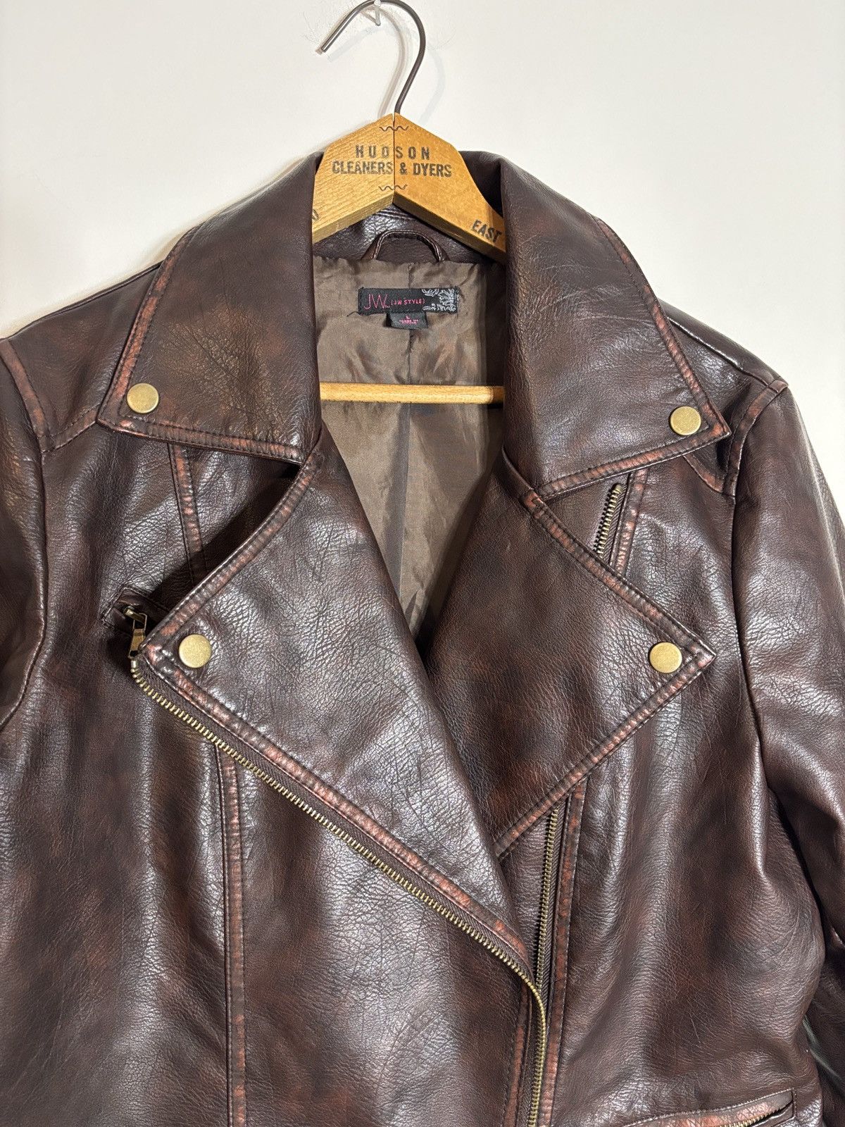 Other Vtg JW Style Brown Vegan Leather Motorcycle Jacket Women’s L Size L / US 10 / IT 46 - 4 Thumbnail