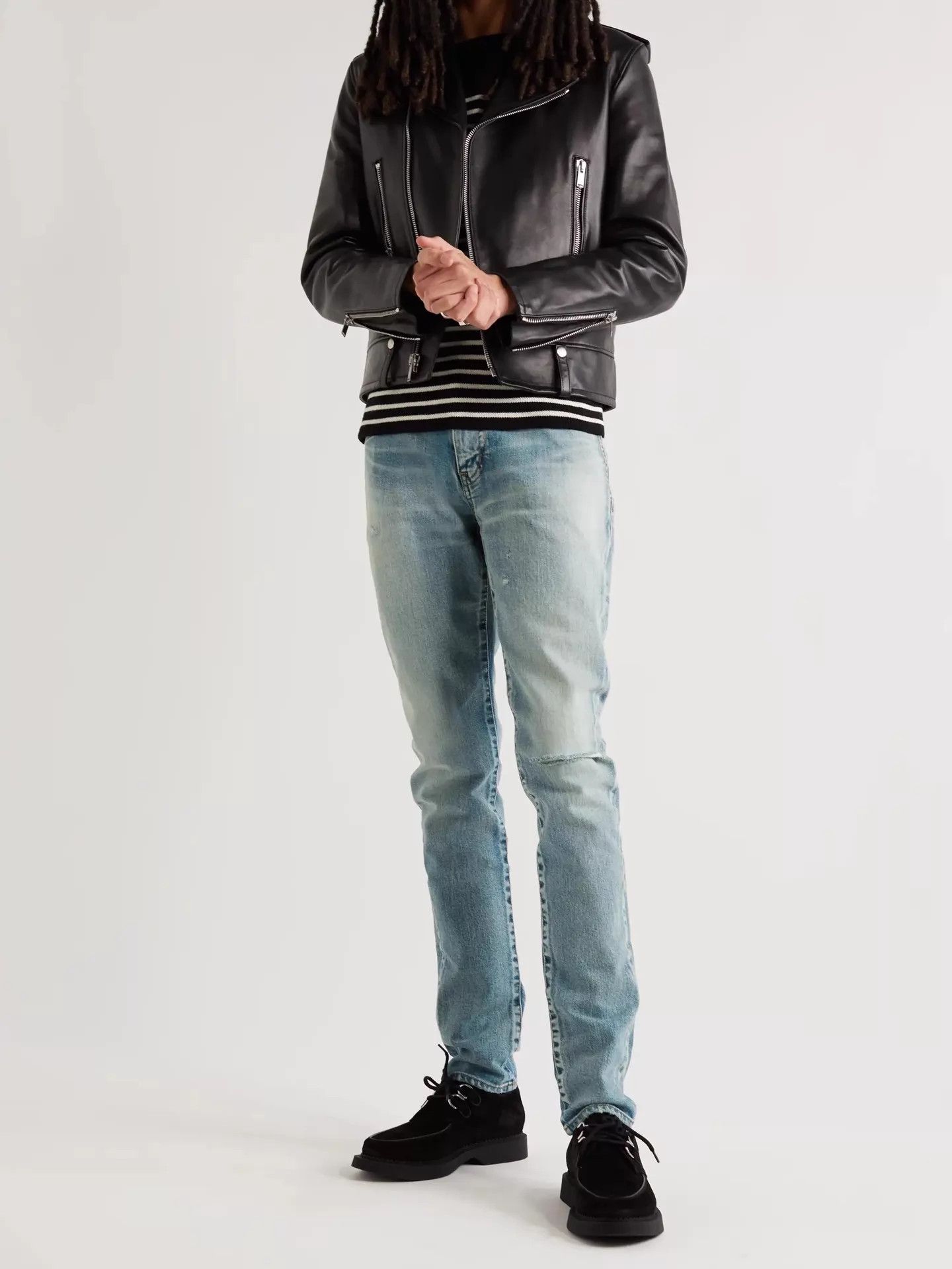 Saint Laurent Paris Saint Laurent D02 SK Skinny Jeans 4568 Ripped Side 27-36 Size US 27 - 5 Thumbnail