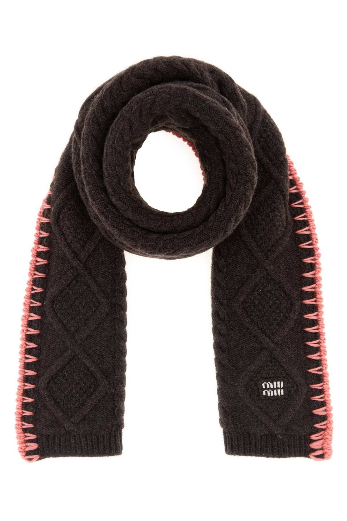 Miu Miu Dark Brown Wool Blend Scarf Size ONE SIZE - 1 Thumbnail