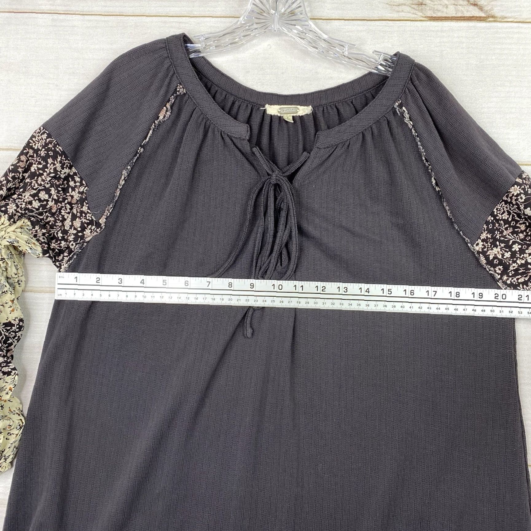Vintage Gimmicks by BKE Blouse Shirt Tunic Lace Front Floral Balloon Sleeve Black L Womens Size L / US 10 / IT 46 - 6 Thumbnail