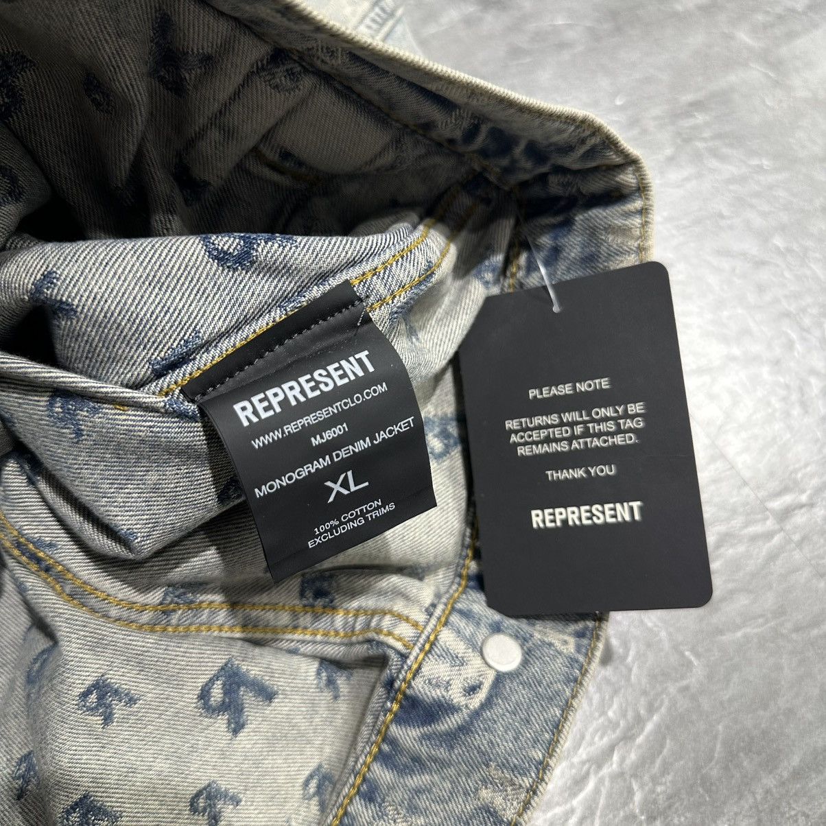 Represent Clo. Represent R4 Stone Wash Monogram Denim Jacket Size US XL / EU 56 / 4 - 7 Thumbnail