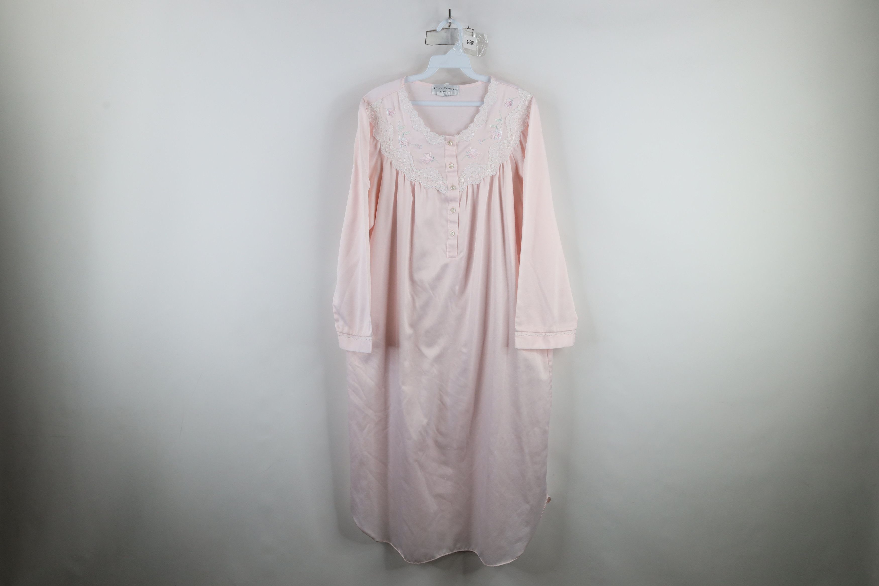 Vintage Vintage 90s Miss Elaine Polyester Lace Flower Night Gown Size M / US 6-8 / IT 42-44 - 1 Thumbnail