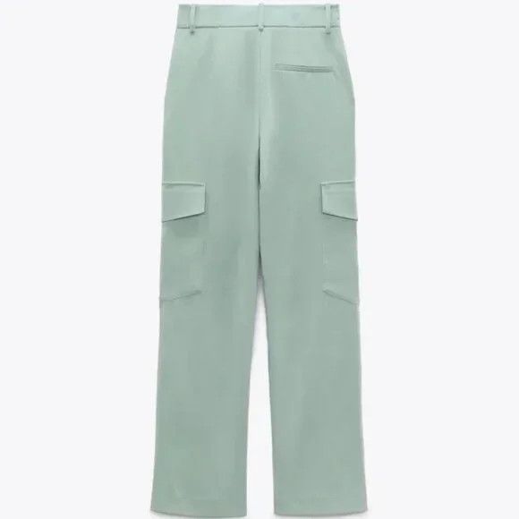 Zara Zara Soft Cargo Pants Side Pockets Mint Straight Wide XS Size 25" / US 0 / IT 36 - 3 Thumbnail