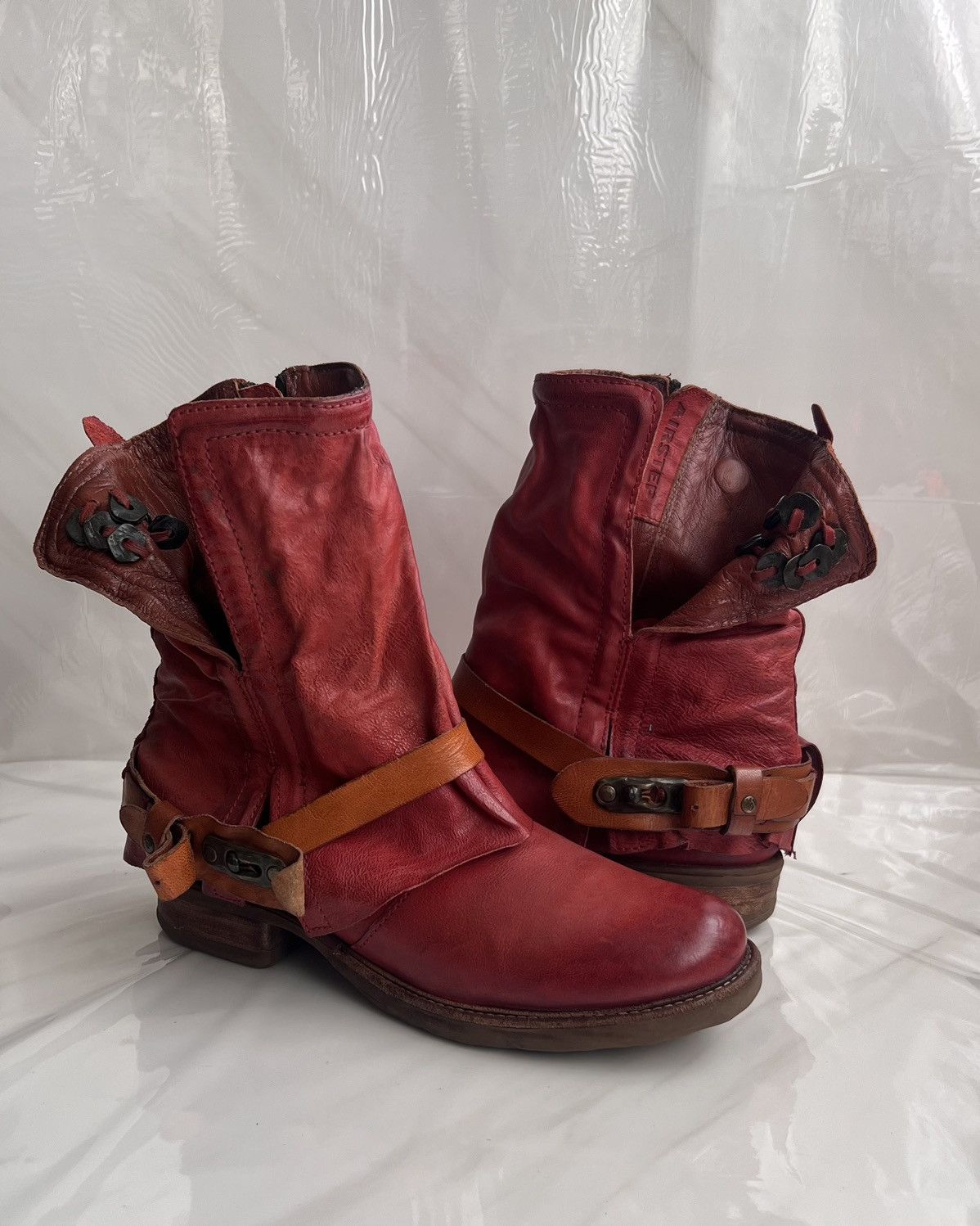 A.S.98 As 98 Airstep Zipper Boho Biker Red distressed boot Size US 8 / IT 38 - 13 Thumbnail