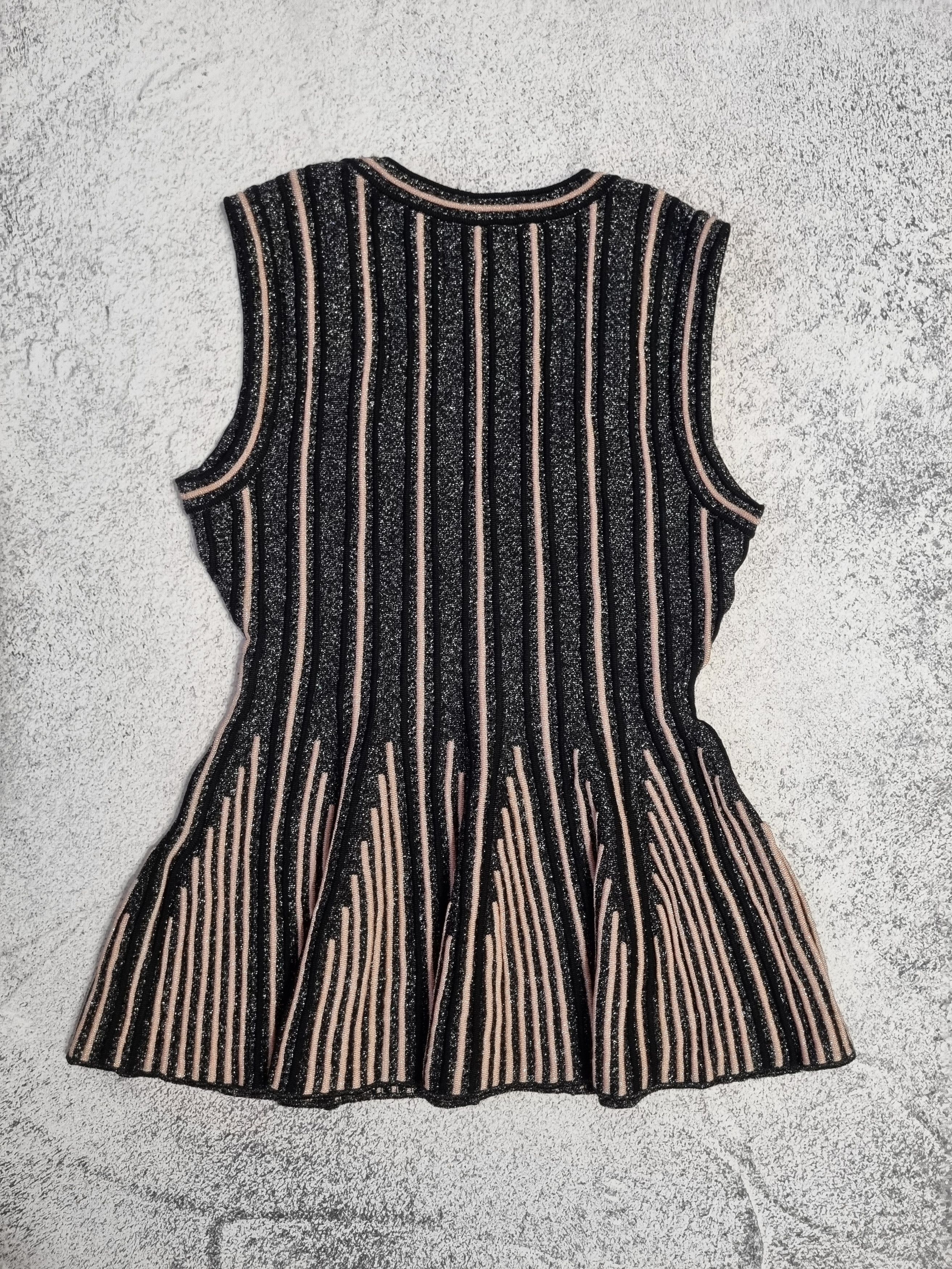 Missoni Missoni Black Stripe Lurex Knit Flared Tank Top Size S / US 4 / IT 40 - 6 Thumbnail