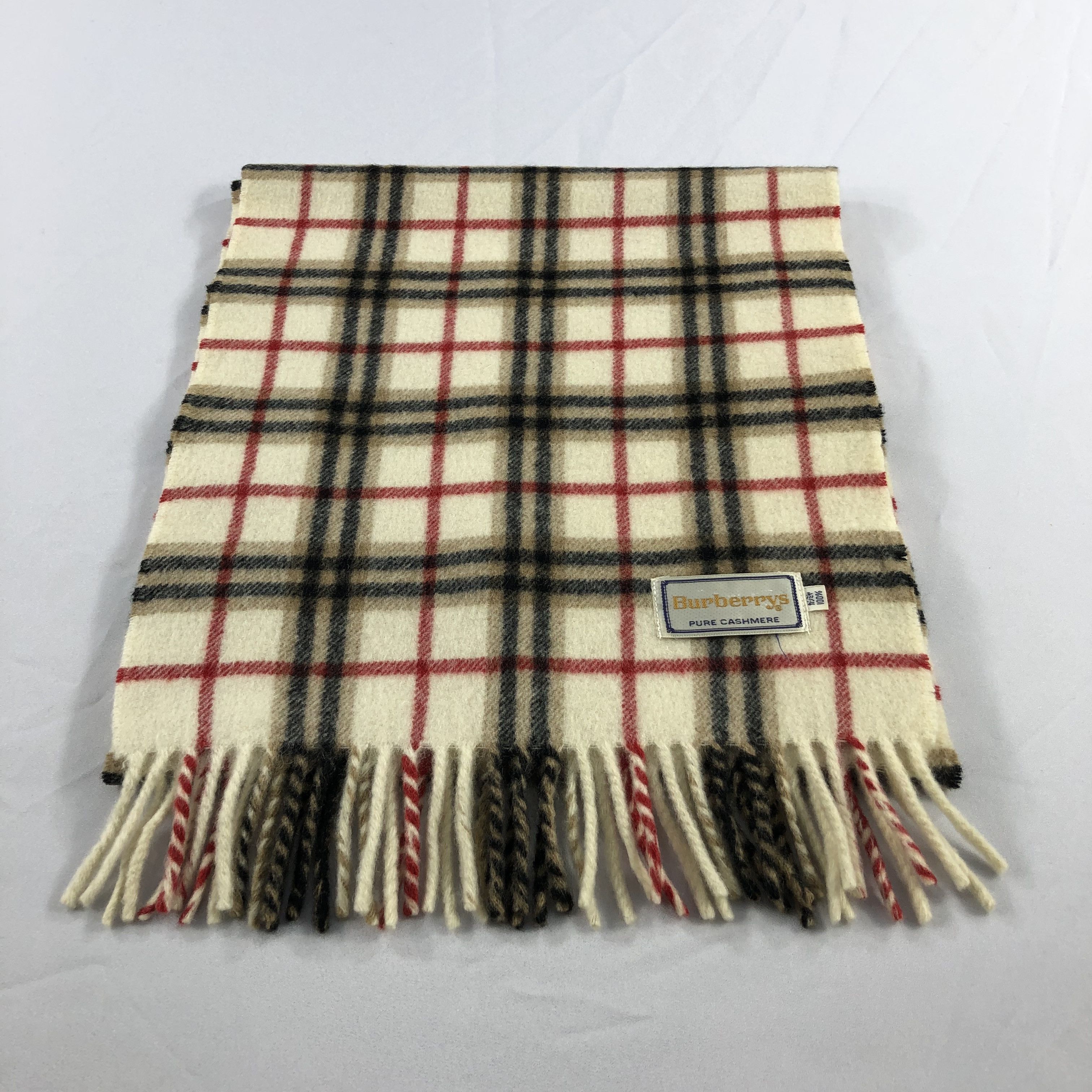 Burberry Burberrys Nova Check Cream Scarf Muffler Cashmere V920 Size ONE SIZE - 2 Thumbnail