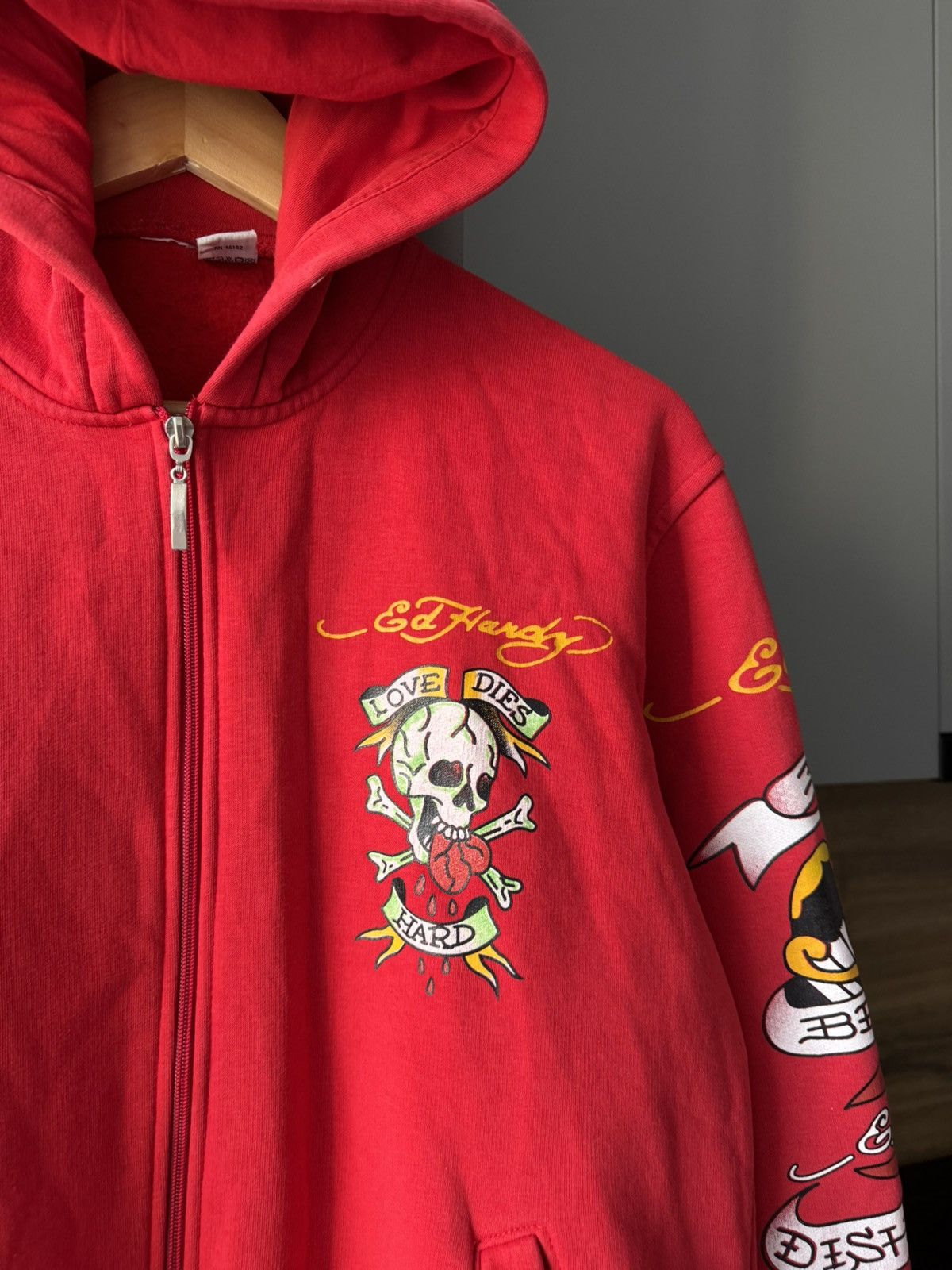 Christian Audigier Vintage y2k Ed Hardy Red Big Logo Zip Up Hoodie Sweatshirt Size US M / EU 48-50 / 2 - 5 Thumbnail