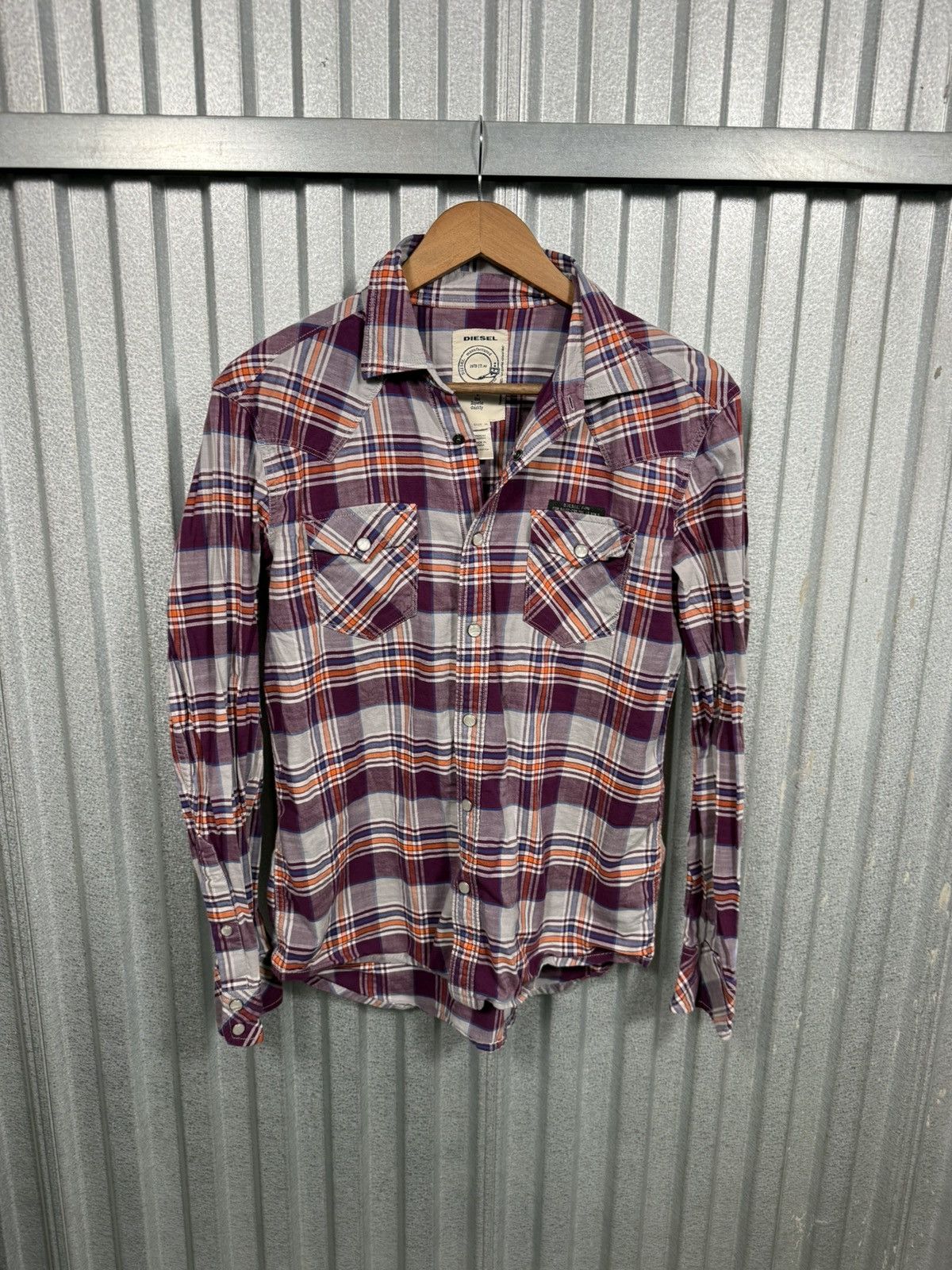 Diesel Diesel Purple Plaid Western Pearl Snap Button Up Shirt Size US M / EU 48-50 / 2 - 6 Thumbnail