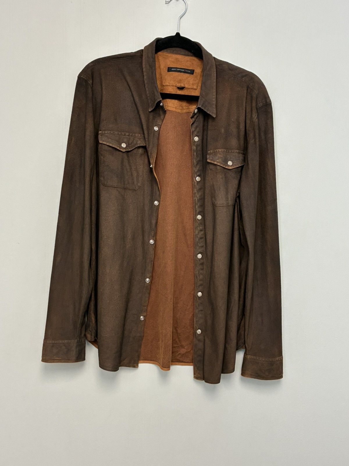 John Varvatos Faux Suede Military Shirt medium Size US M / EU 48-50 / 2 - 13 Thumbnail