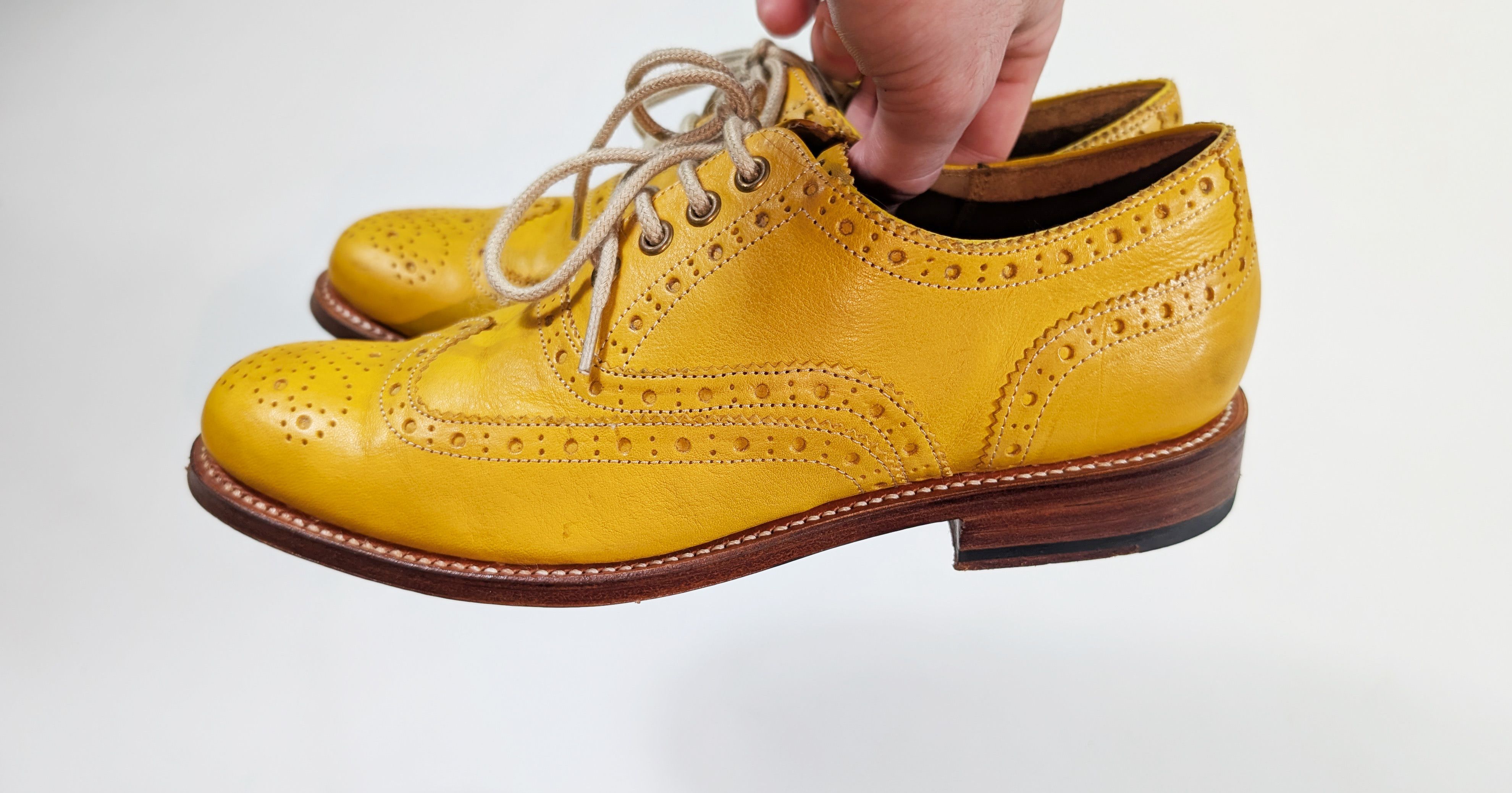 Grenson Grenson England Yellow Leather Lace Up Brogues Size UK5 Size US 7.5 / IT 37.5 - 10 Thumbnail