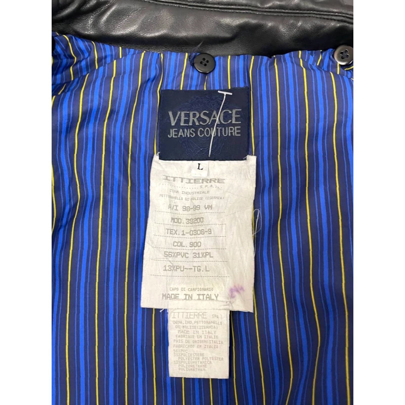 Versace Jeans Couture Versace Jeans Mens Bomber Jacket L Black Polyester Full Zip Jacket Coated PVC Lining Regular Fit Size US L / EU 52-54 / 3 - 3 Thumbnail