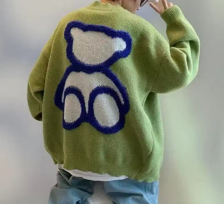 image of Special Release Hype Bear Cardigan in Green, Men's (Size XL)