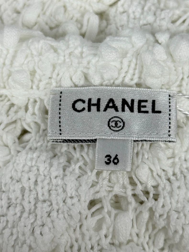 Chanel Chanel 25P white three-dimensional crochet knitted cardiga Size XS / US 0-2 / IT 36-38 - 4 Thumbnail