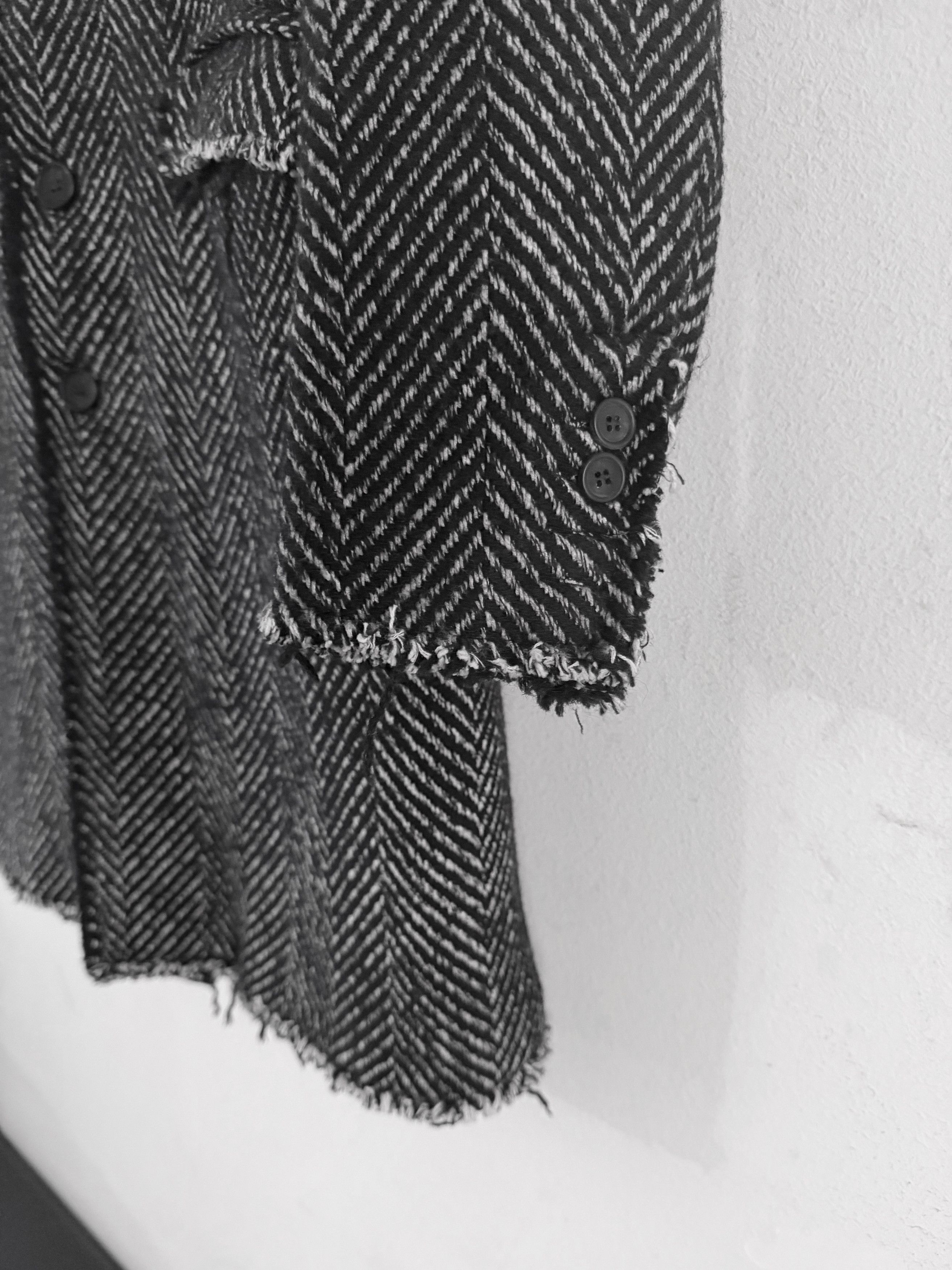 Avant Toi Distressed Herringbone Virgin Wool Coat Size US L / EU 52-54 / 3 - 9 Thumbnail