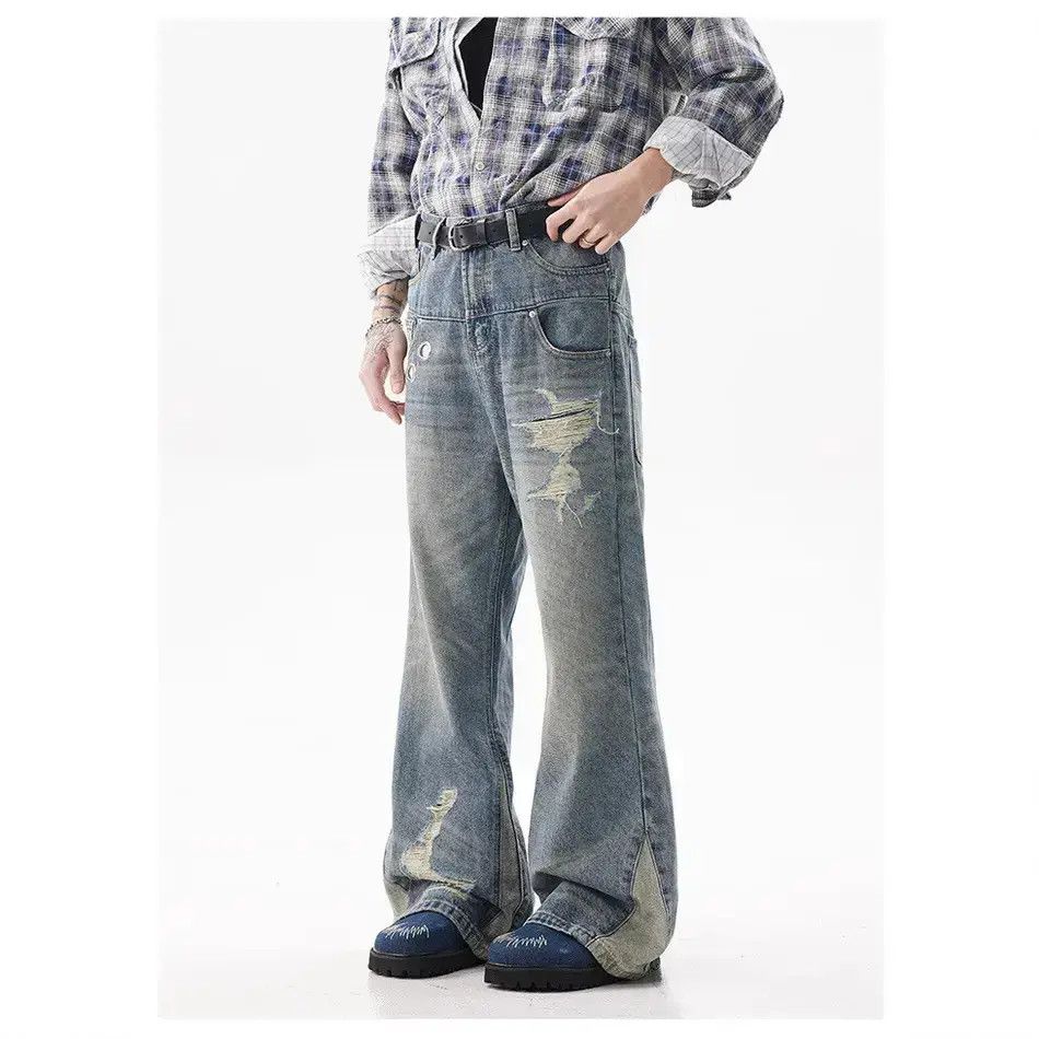 Japanese Brand Retro casual straight leg ripped jeans Size US 32 / EU 48 - 3 Thumbnail