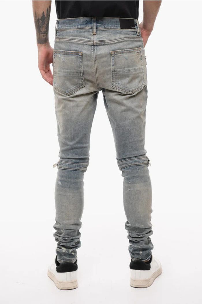 Amiri o1wfsh0625 Vintage-Effect Biker in Denim Blue Size US 29 - 3 Thumbnail