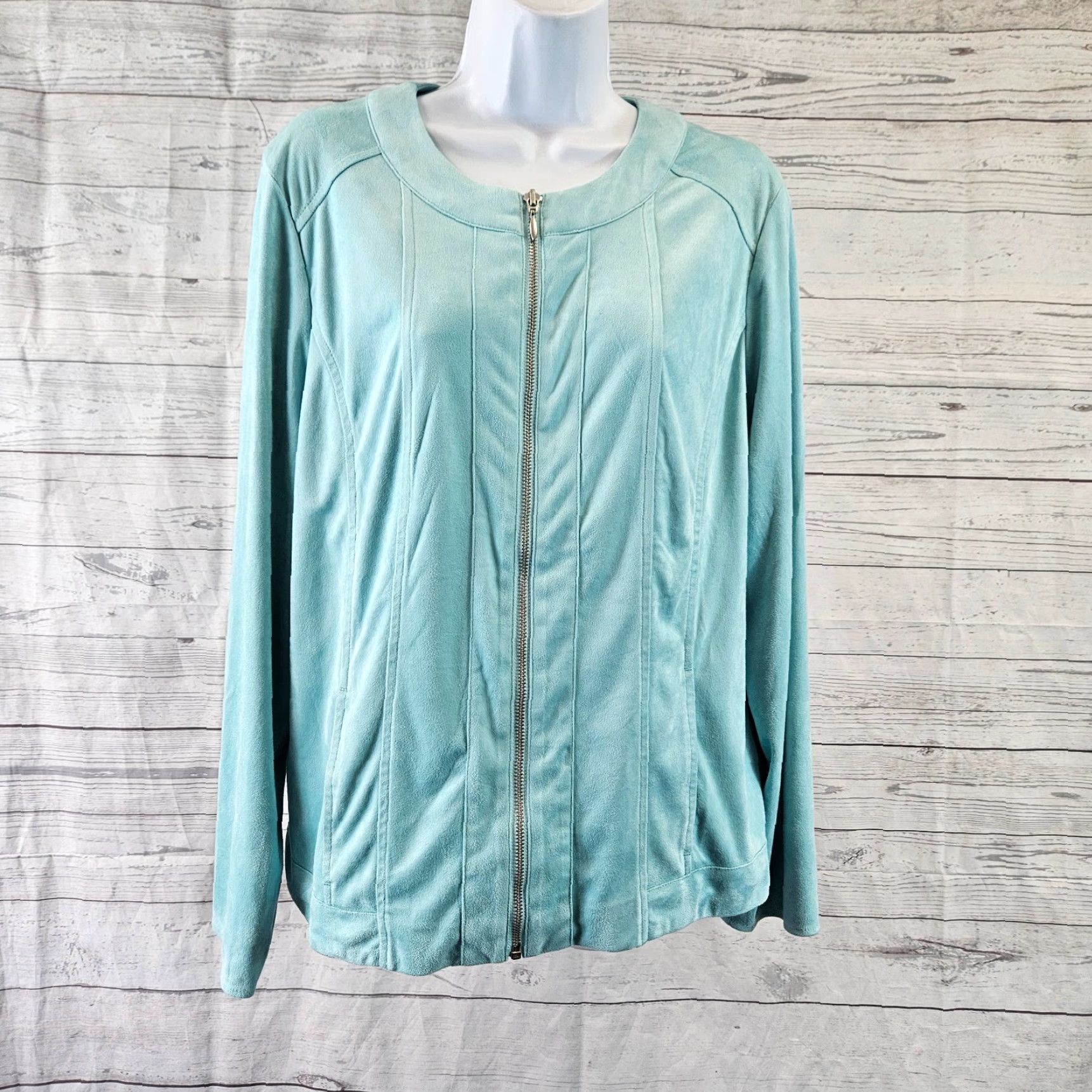 Vintage Chico's Women's Large Solid Blue Faux Suede Jacket User: Chico's Women's Large Solid Blue Faux Suede Jacket Size L / US 10 / IT 46 - 2 Thumbnail