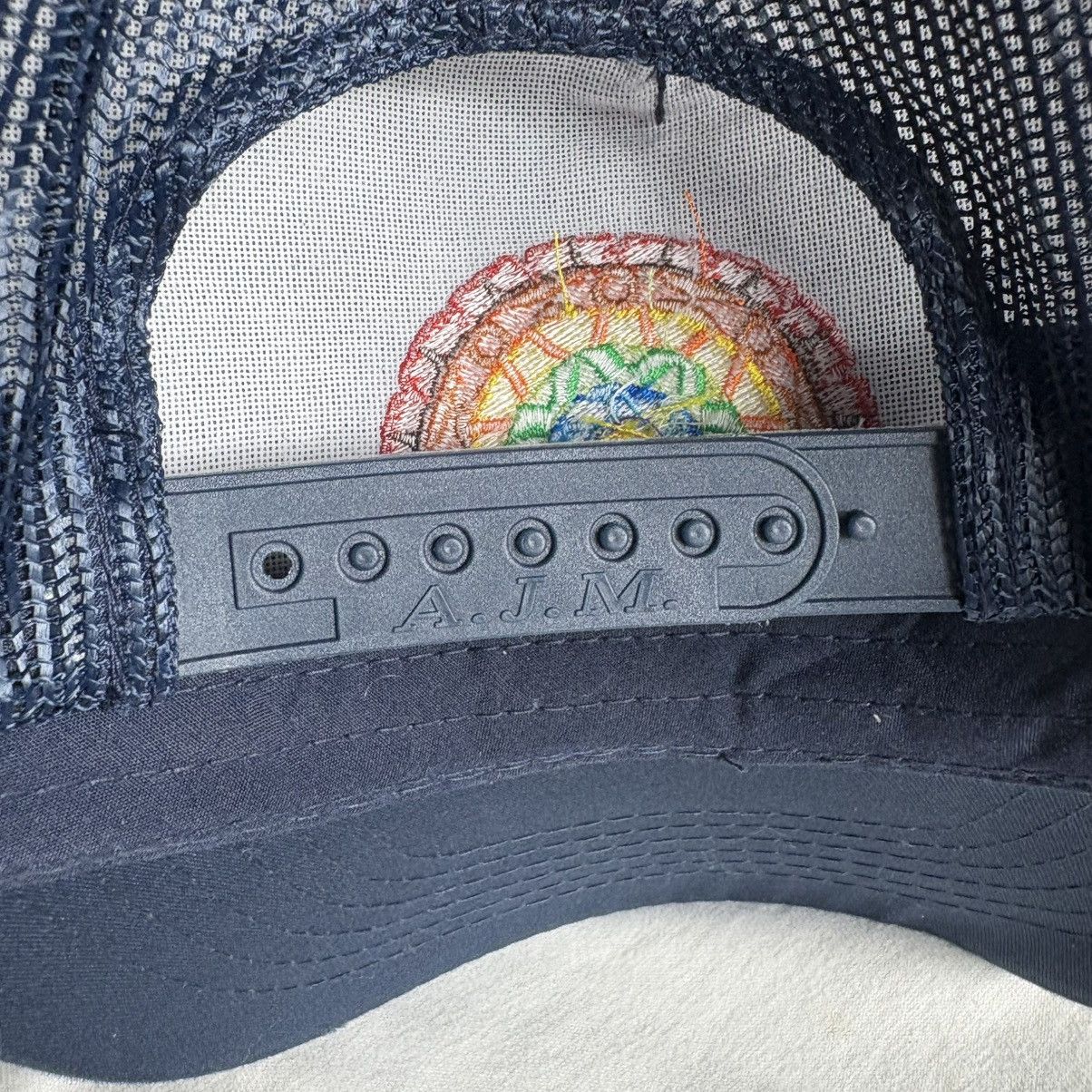 Vintage Vintage 90s Ancient Rainbow Embroidery AJM Trucker Cap / Hat Size ONE SIZE - 5 Thumbnail