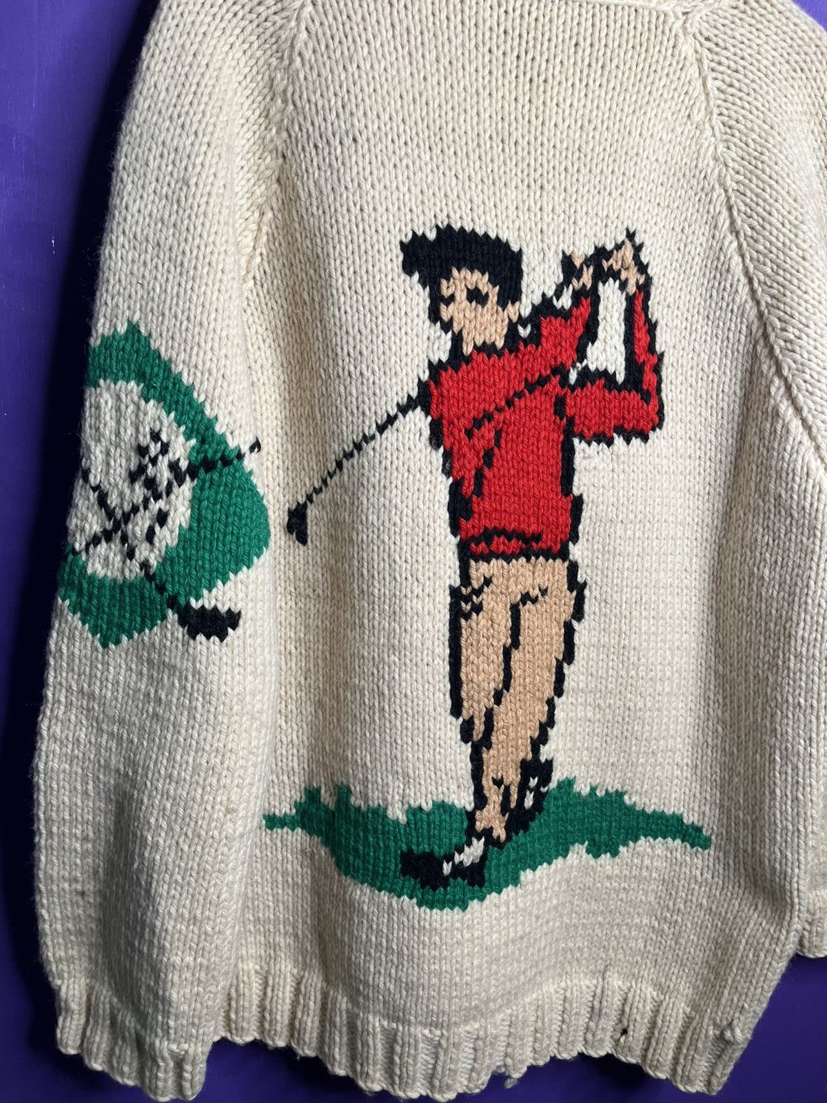Vintage Vintage 70s Golfing FORE cowichan knit jacket Size US XL / EU 56 / 4 - 3 Thumbnail