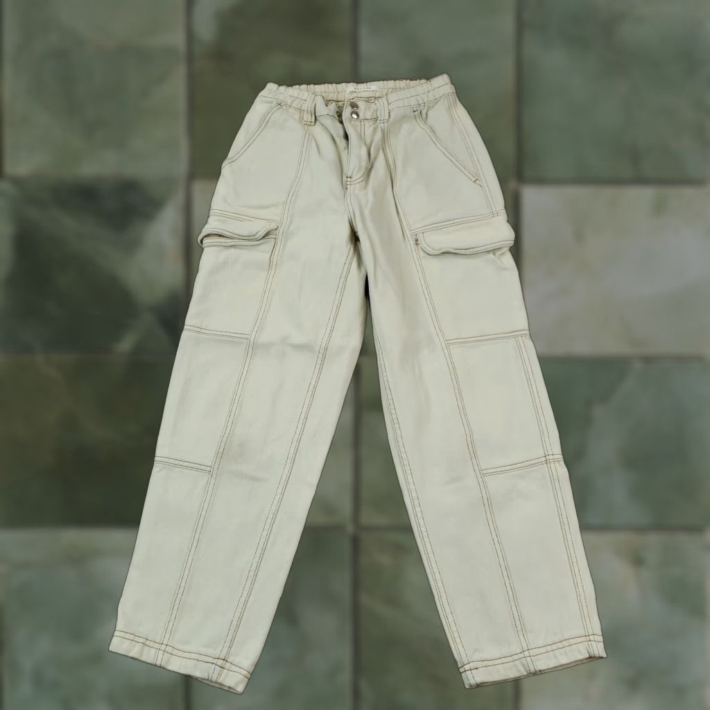Pacsun PacSun Women's Beige Cargo Pants Medium Elastic Waist Straight Leg Size 32" / US 10 / IT 46 - 1 Thumbnail