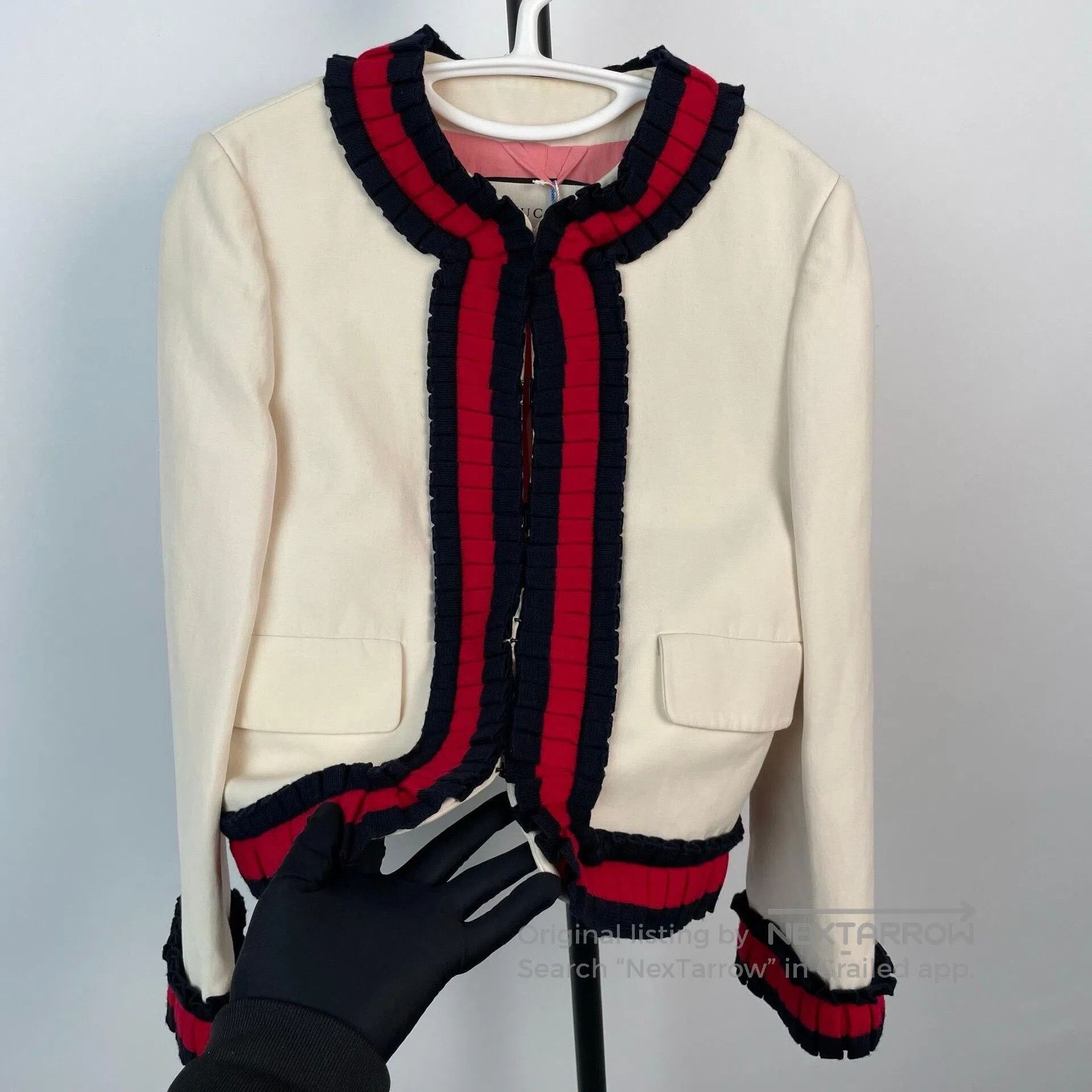 Gucci Gucci White Coat w/ Red Blue Trim Size 38. Size S / US 4 / IT 40 - 3 Thumbnail