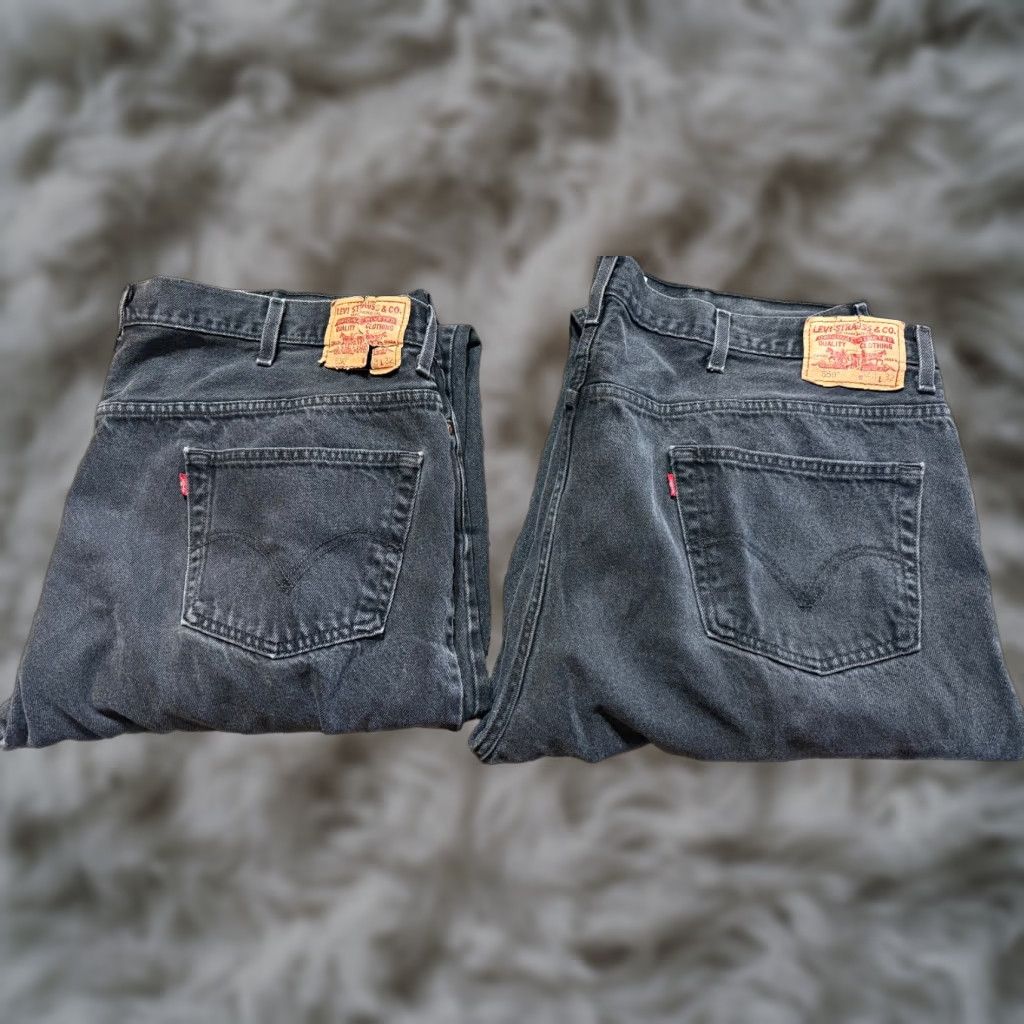Levi's VINTAGE Levi's 550 Jeans Men 48 Charcoal Black Denim Straight Relaxed 48X32 Jeans Mens 90s Style Levi's 500 Series Size US 32 / EU 48 - 1 Thumbnail