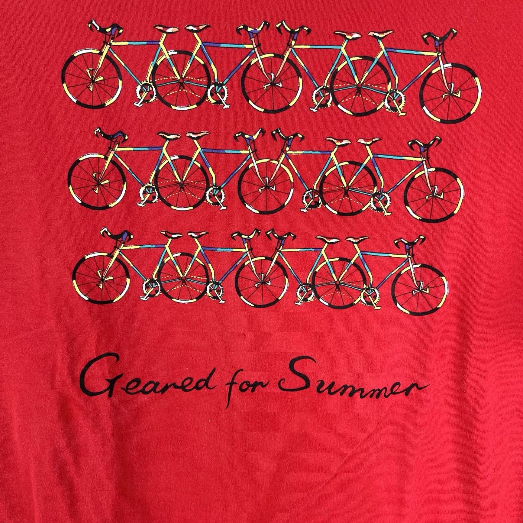 Vintage Goeffrey Beene T-Shirt Mens XL Red Graphic Print Bicycle Crew Neck Short Sleeve Vintage No Size US XL / EU 56 / 4 - 2 Thumbnail